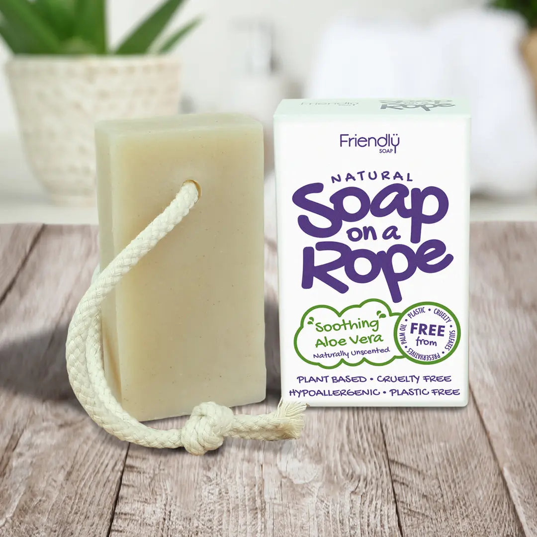 Natural Soap On A Rope - 'Soothing' Aloe Vera 125g - Image 4