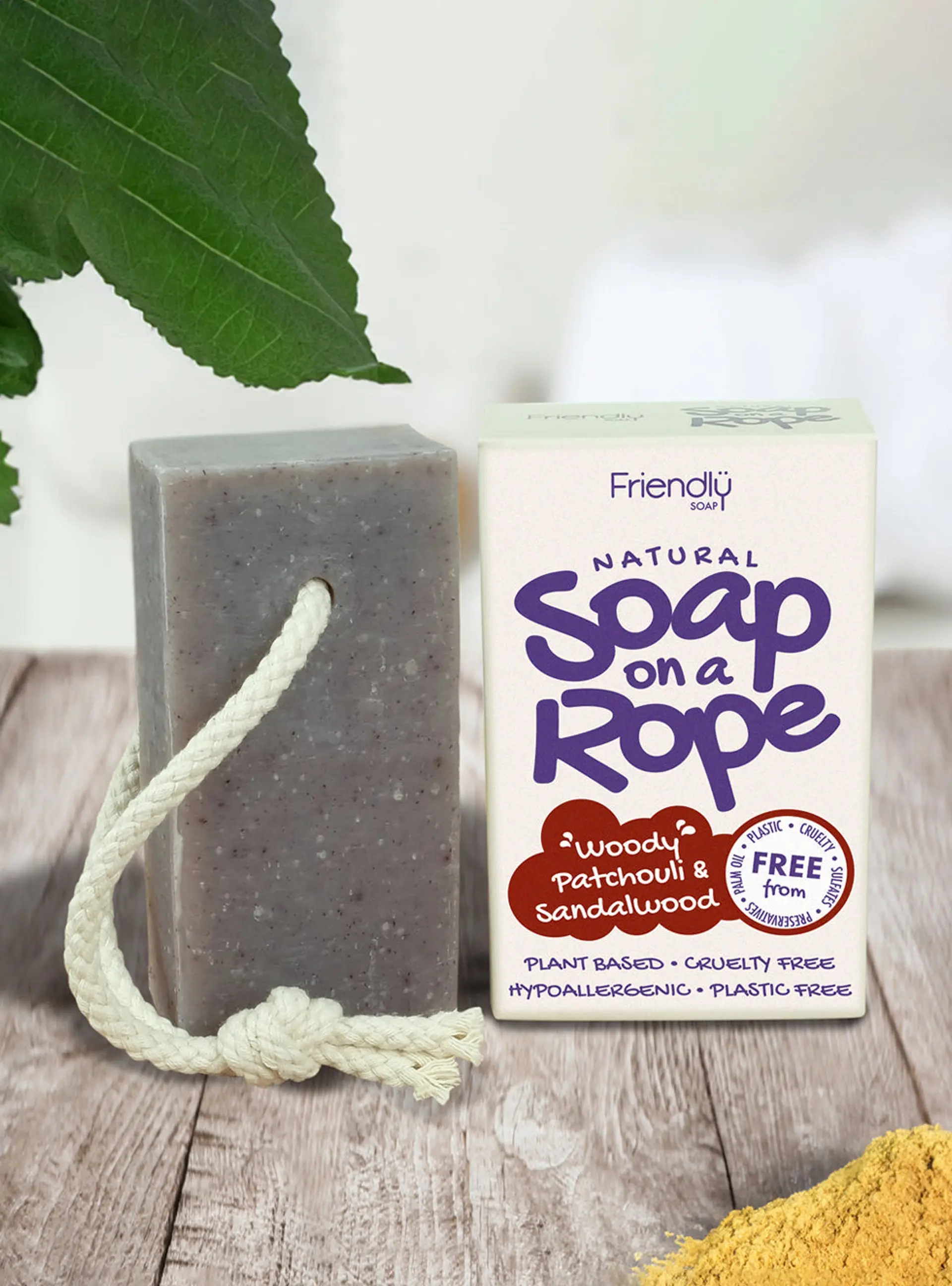 Natural Soap On A Rope - 'Woody' Patchouli & Sandalwood 125g
