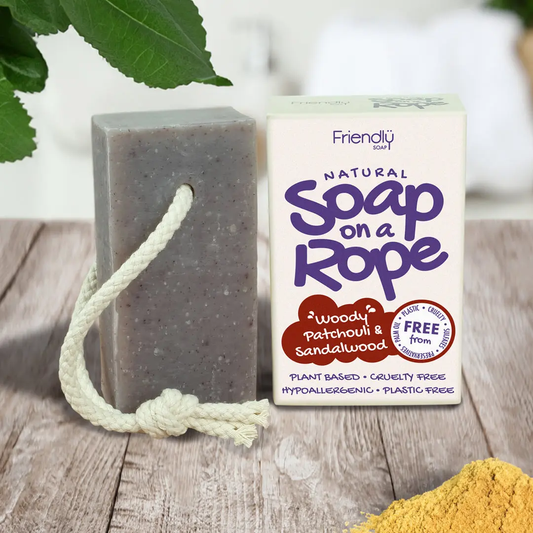 Natural Soap On A Rope - 'Woody' Patchouli & Sandalwood 125g - Image 4