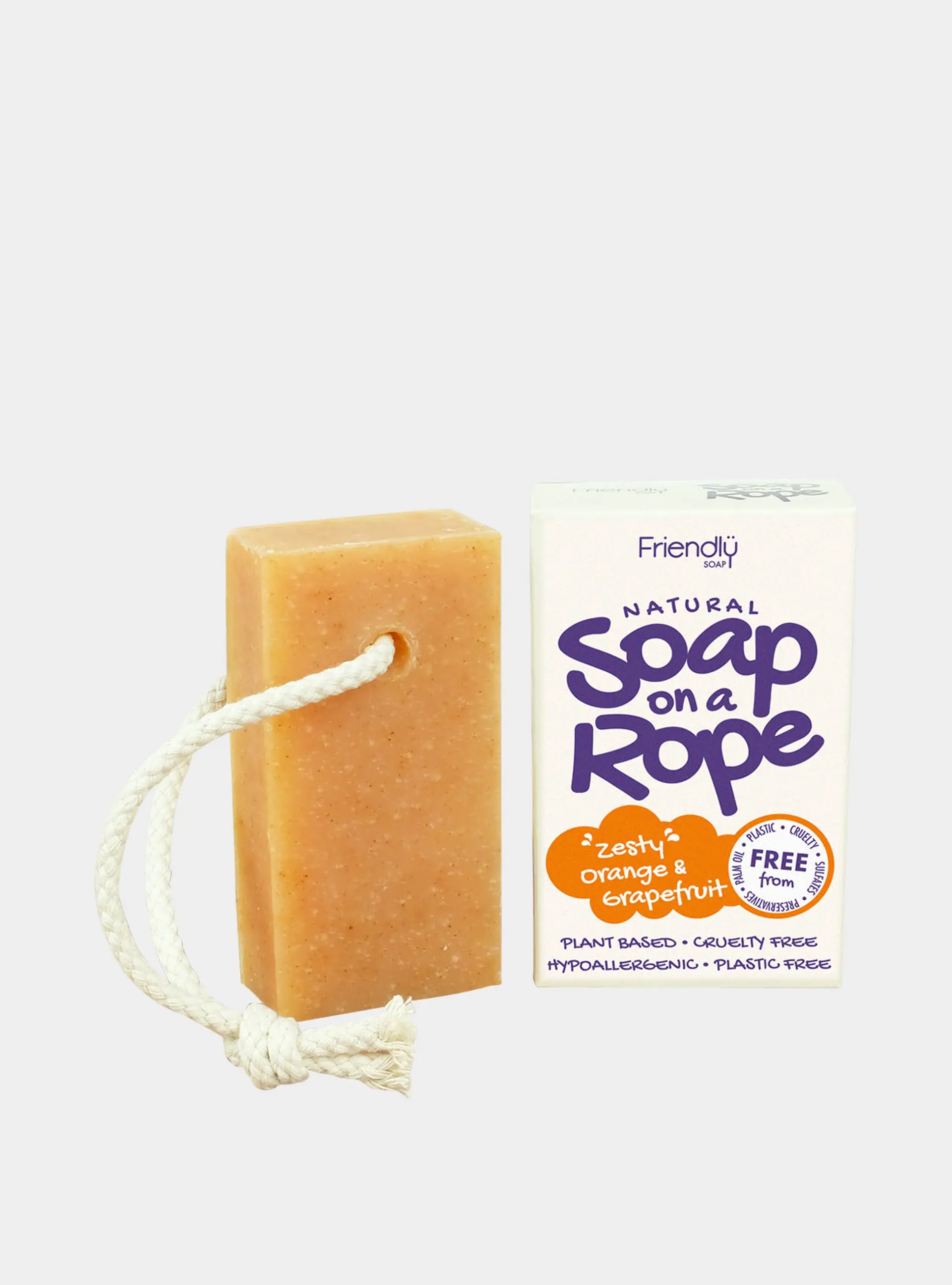 Natural Soap On A Rope - 'Zesty' Orange & Grapefruit 125g