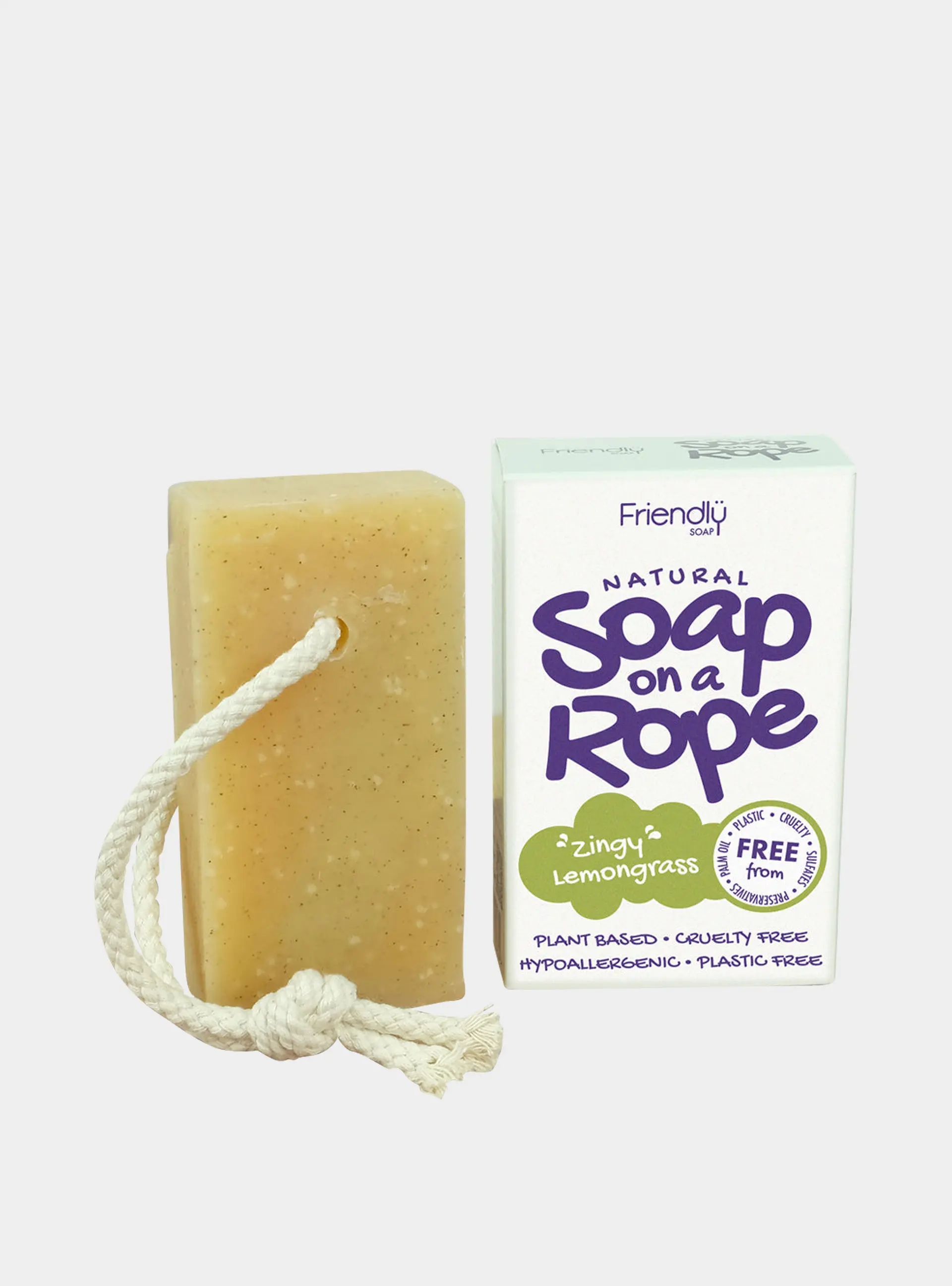 Natural Soap On A Rope - 'Zingy' Lemongrass 125g