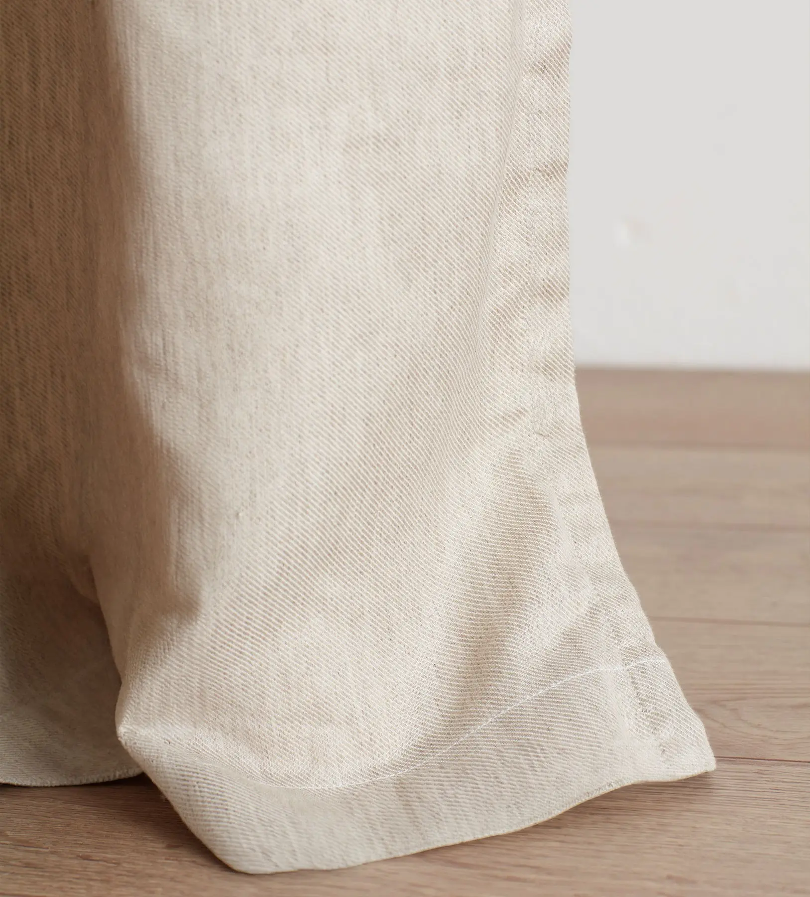 Natural Twill Cotton Linen Blackout Eyelet Curtains (Pair) - Image 3
