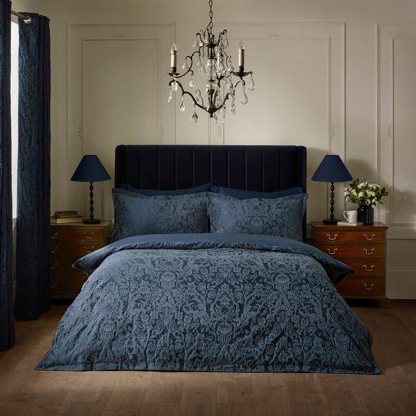Navy Dorma Winchester Duvet Cover and Pillowcase Set