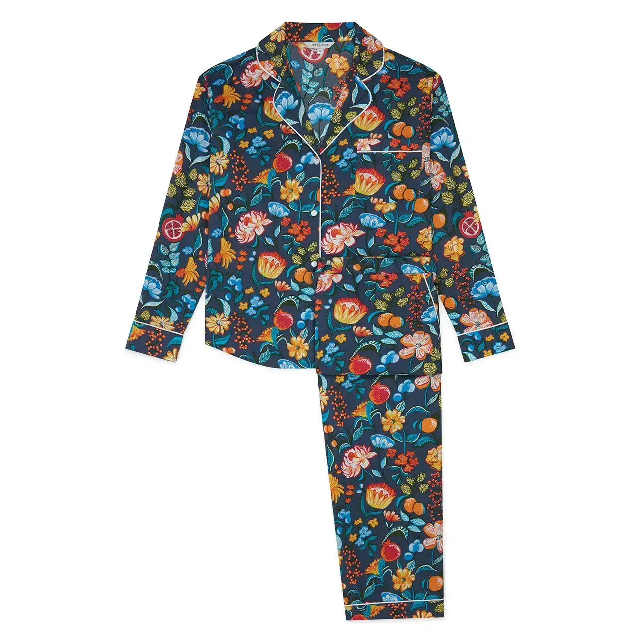 Florals on Navy Women's Long Sleeve Organic Cotton Pyjama Trouser Set - Image 6