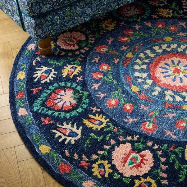 Navy Hani Floral Washable Rug - Image 6