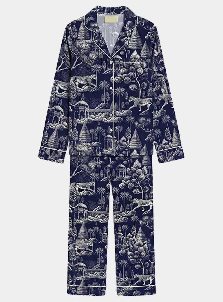 Midnight Jungle Women's Satin Pyjama Trouser Set