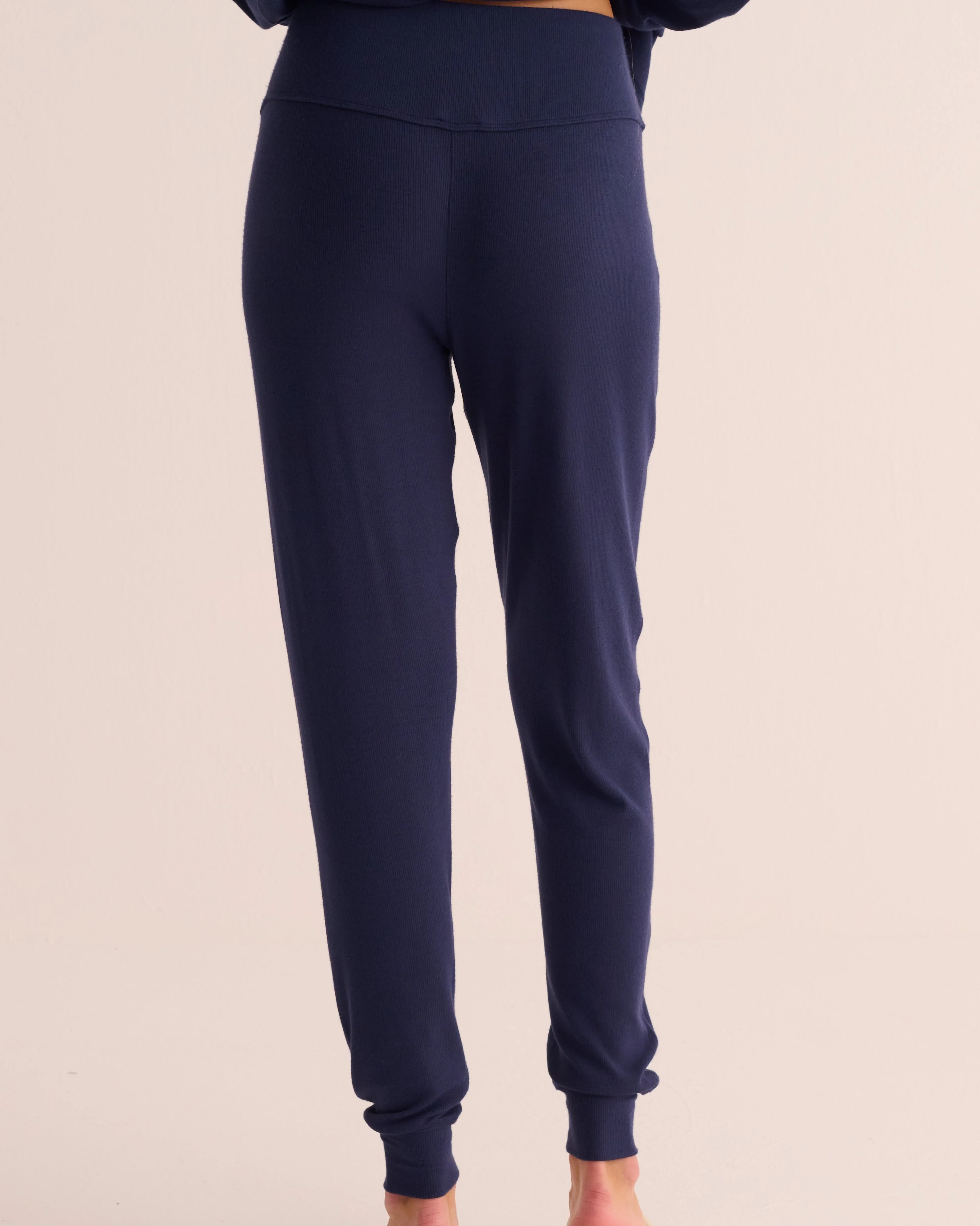Navy Ribbed Soft Modal Cardigan and Cuffed Leggings Set - Image 4