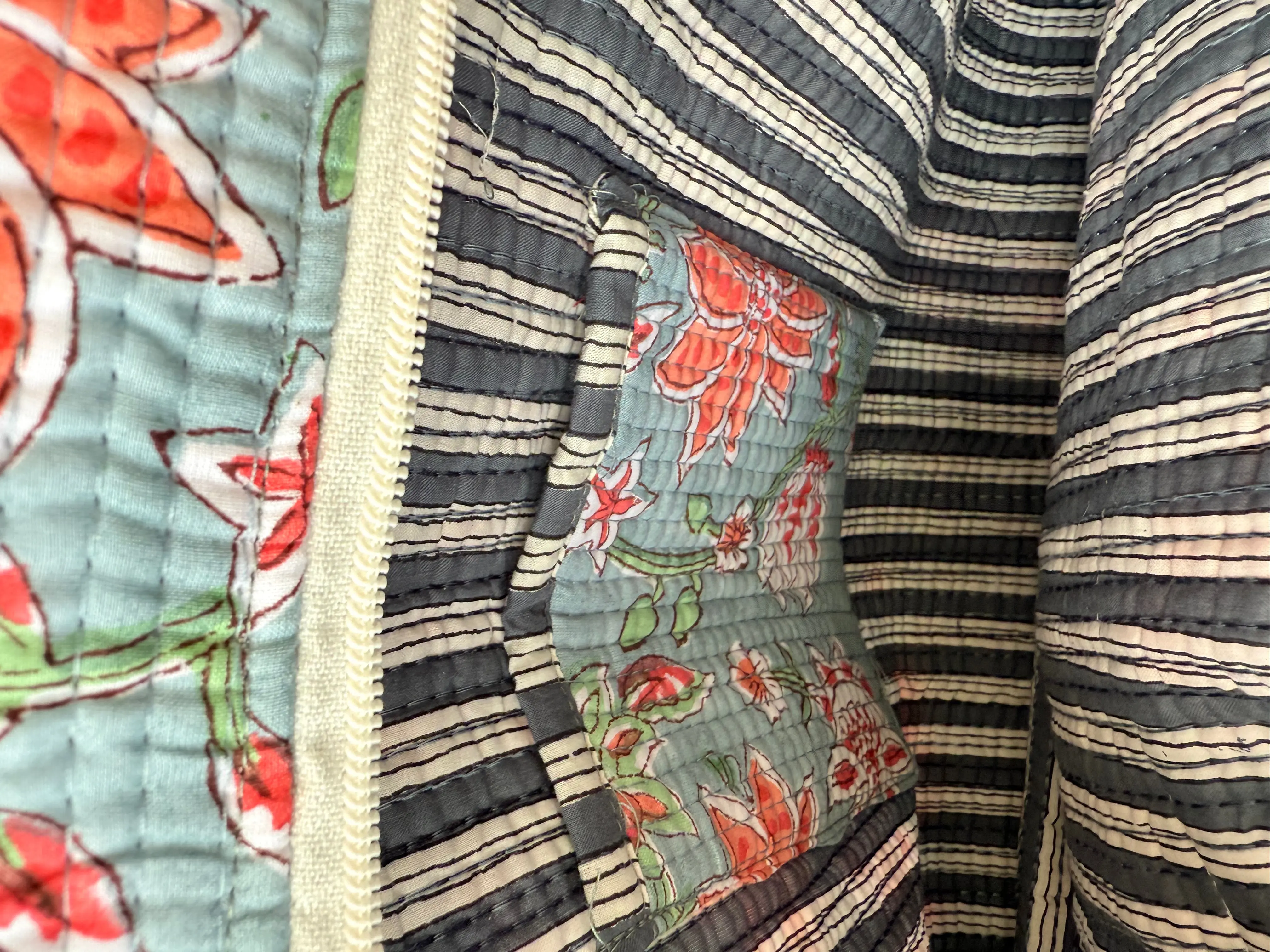 Neel Blue Floral Block Printed tote bag - Image 7
