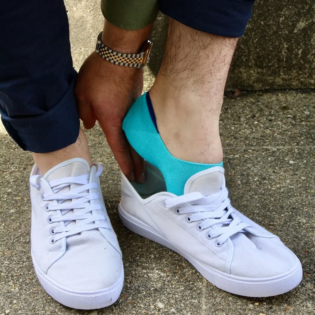 Neon Blue "No-Show" Bamboo Socks - Image 2