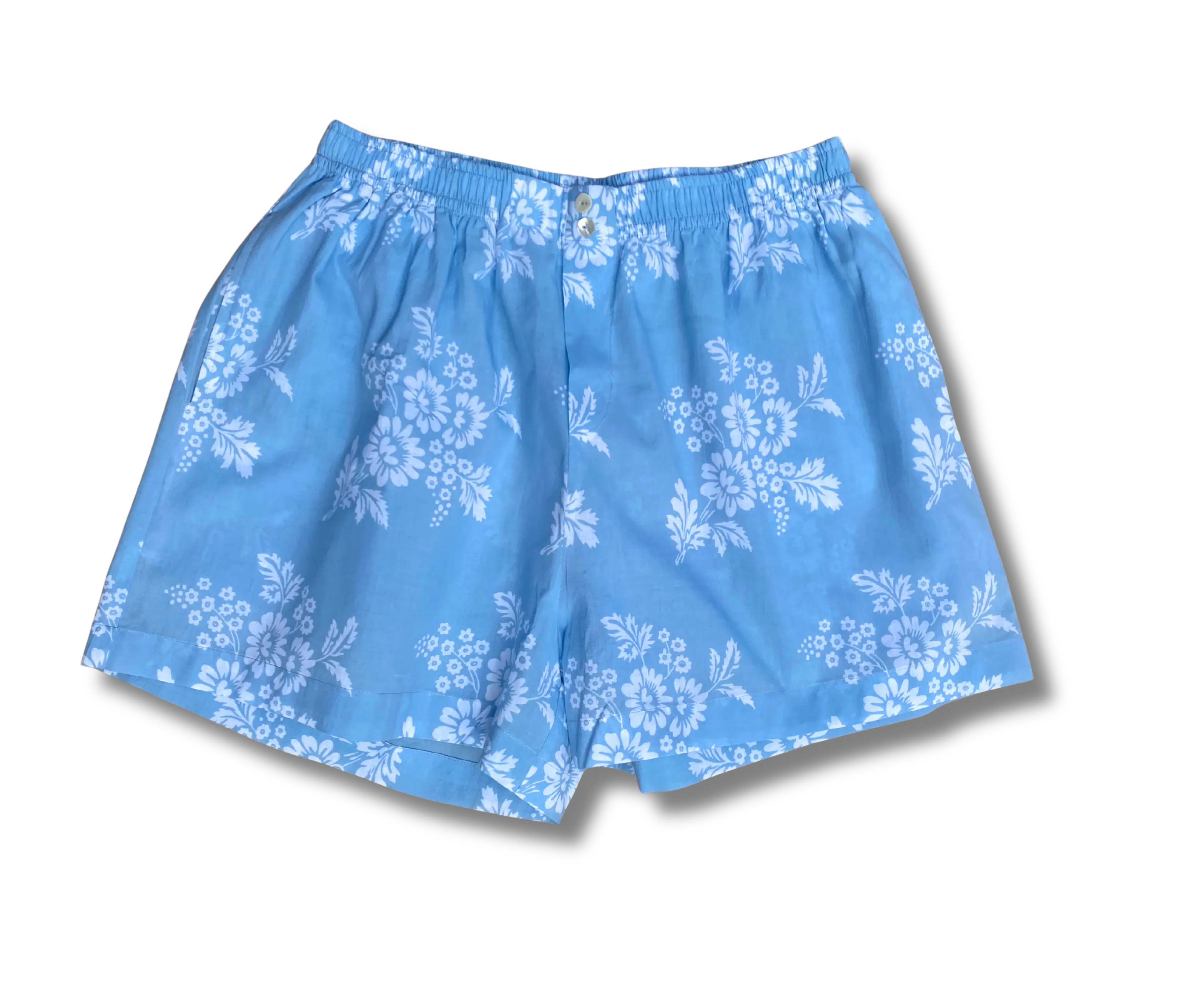 Marguerite Boxer Shorts, Organic Cotton, blue/white print - Image 2