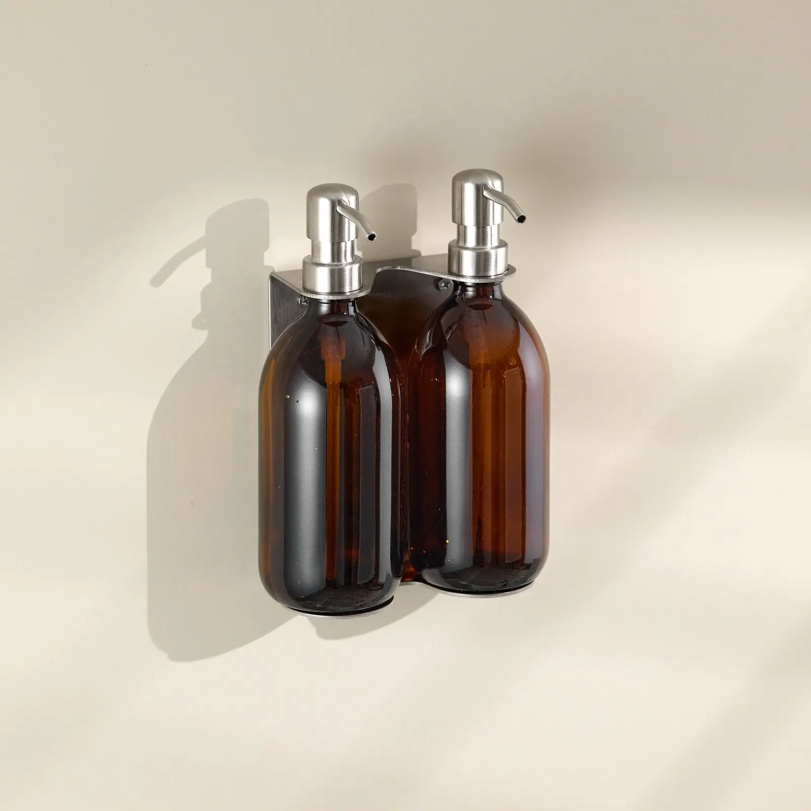 Nickel Double Wall Mounted Soap Dispenser - Image 3