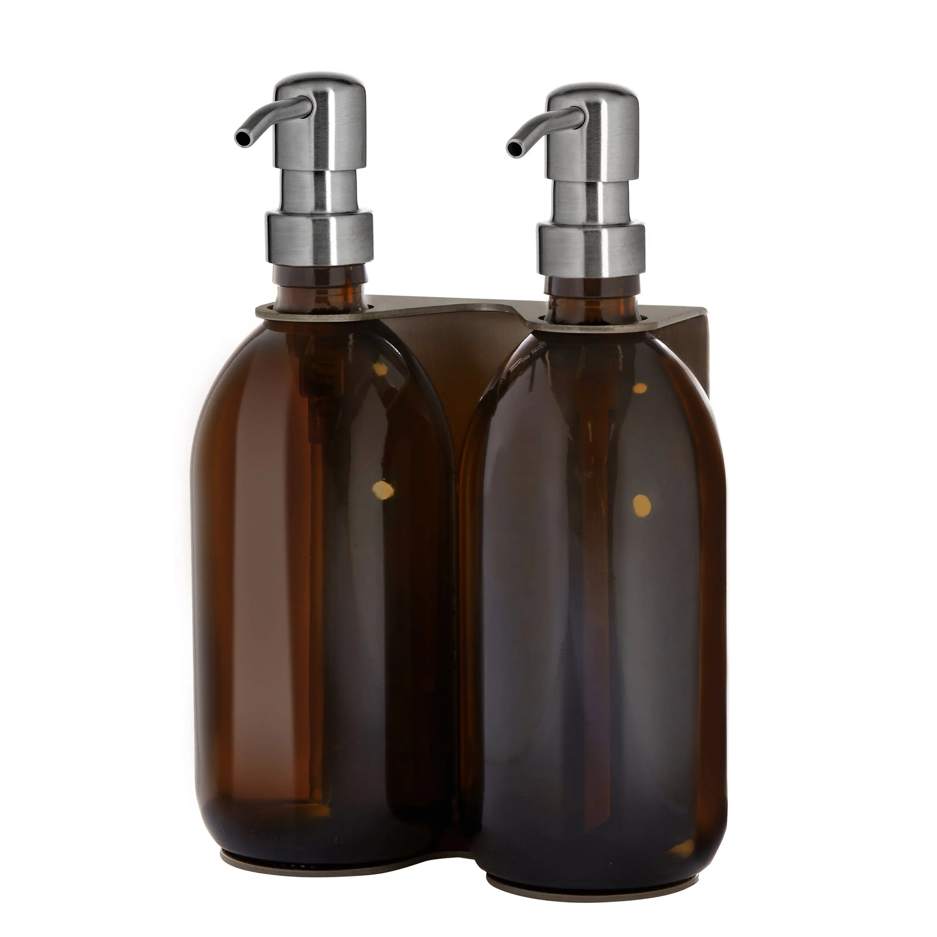 Nickel Double Wall Mounted Soap Dispenser - Image 4