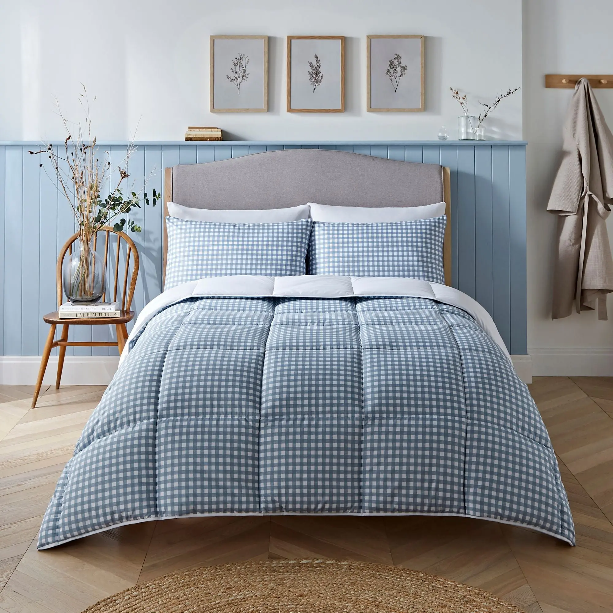Night Lark Gingham Print Coverless Duvet Set