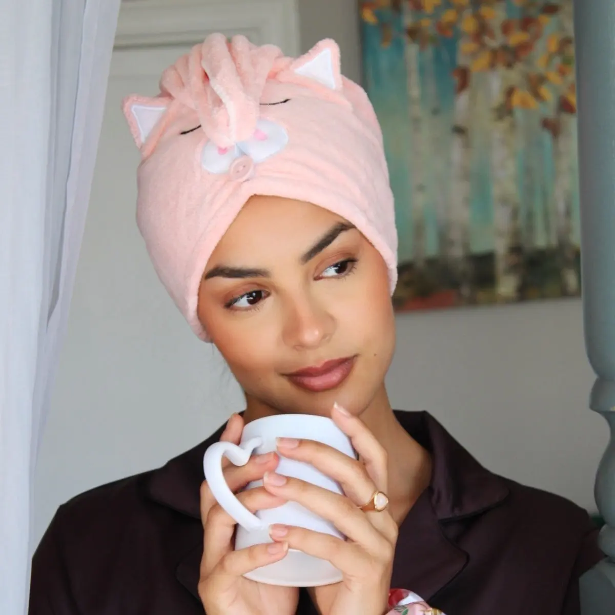 Novelty Hair Towel Wrap, Piggy - Image 3