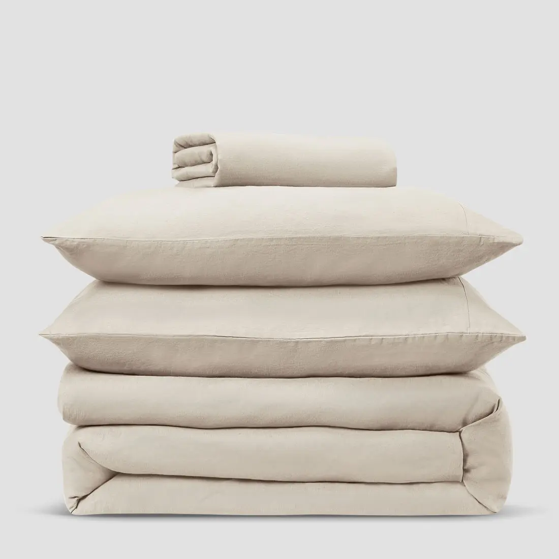 Oatmeal Linen Blend Duvet Cover - Image 4