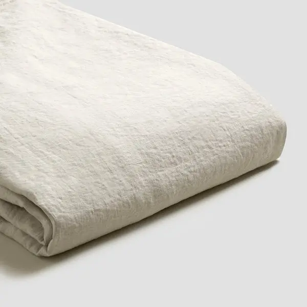 Oatmeal Linen & Cotton Blend Fitted Sheet - Image 3