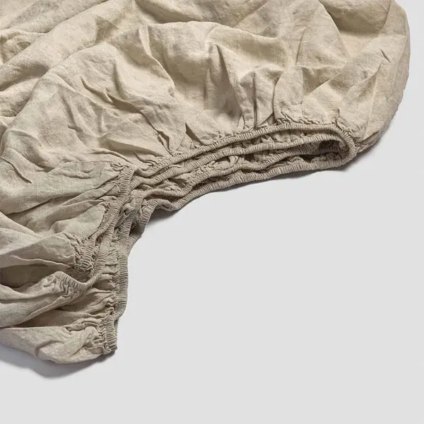 Oatmeal Linen & Cotton Blend Fitted Sheet - Image 4