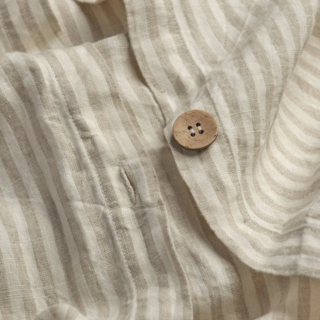 Oatmeal Stripe Linen & Cotton Blend Duvet Cover - Image 4