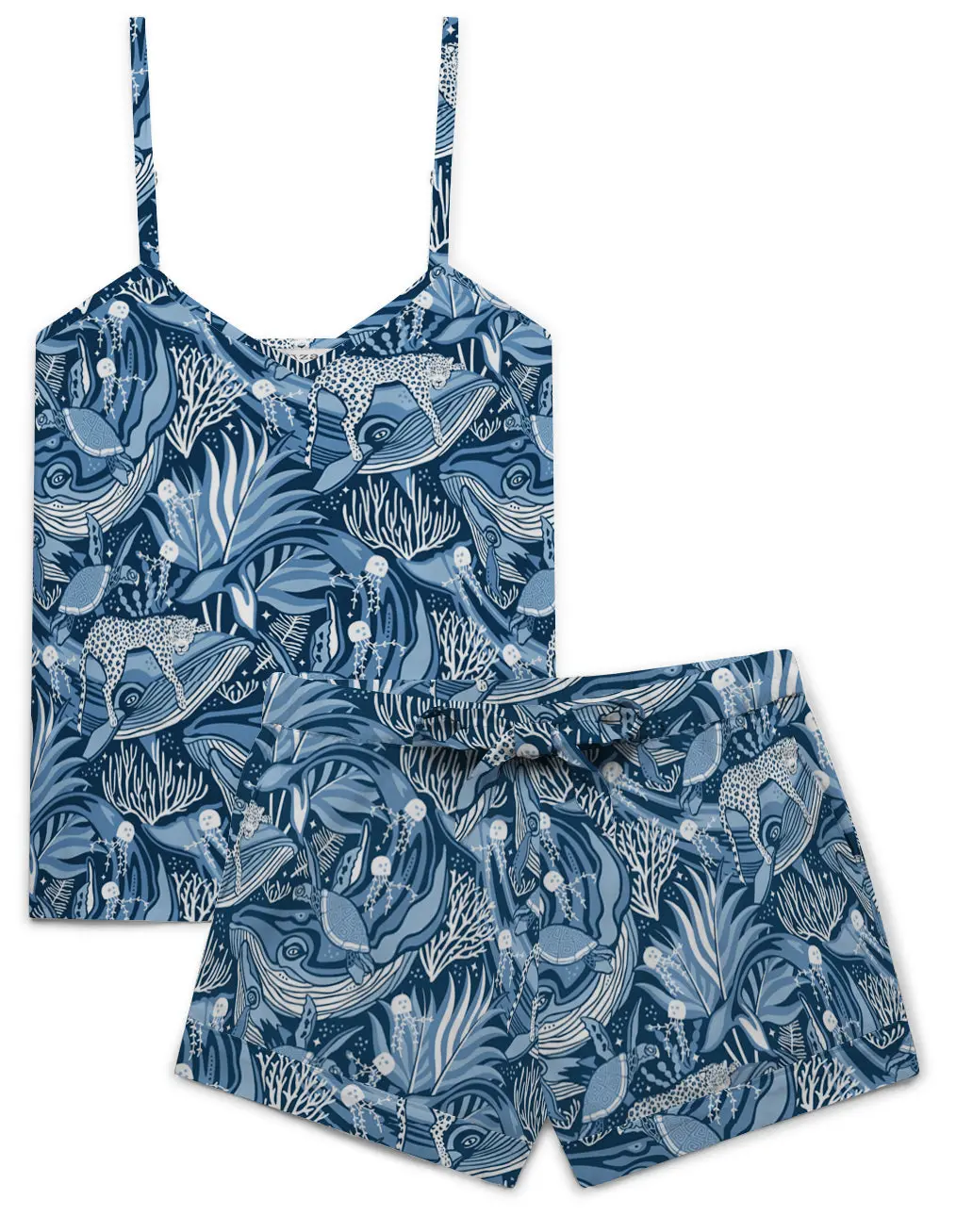 Lullaby of the Whales Women's Cami Organic Cotton Short Set - Image 4