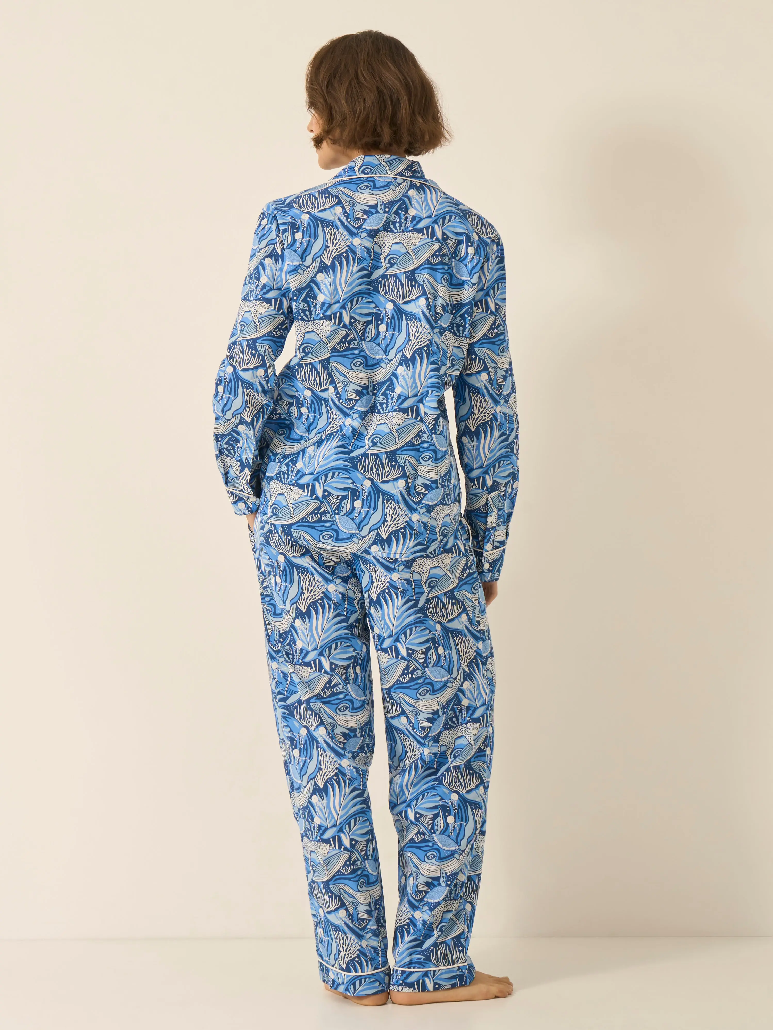 Lullaby of the Whales Women's Long Sleeve Organic Cotton Pyjama Trouser Set - Image 4