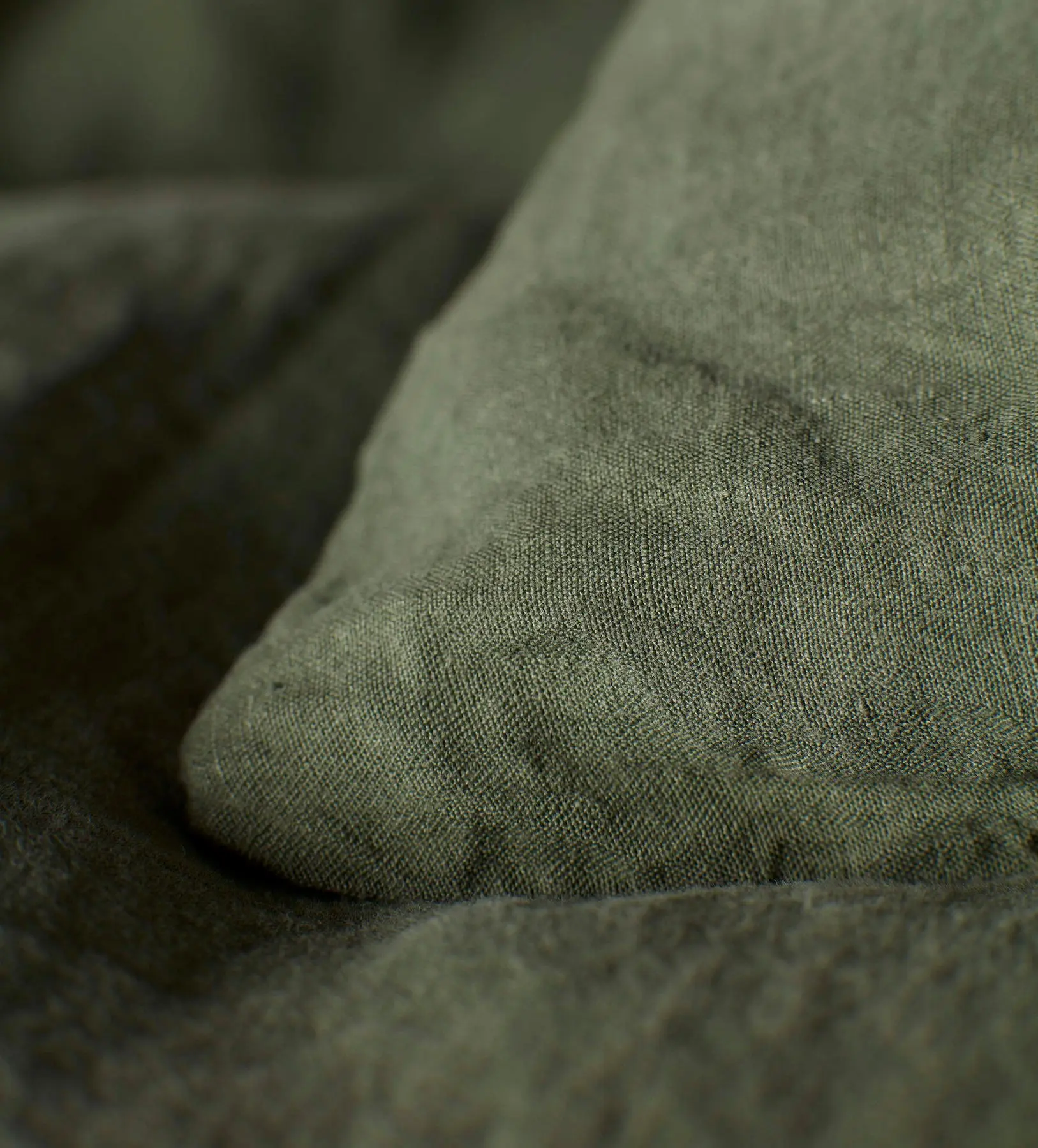 Olive Green 100% Linen Duvet Cover - Image 2