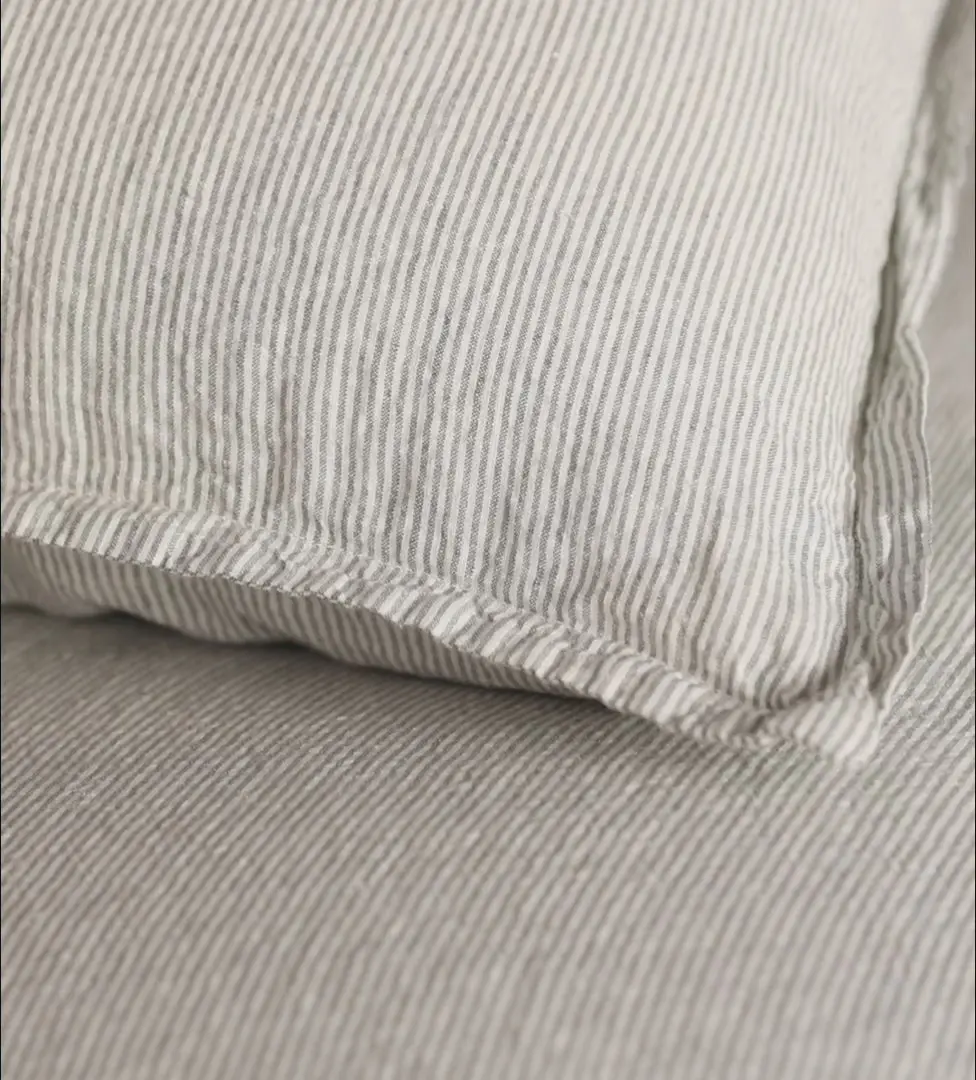 Olive Green Sid Stripe 100% Linen Duvet Cover - Image 5