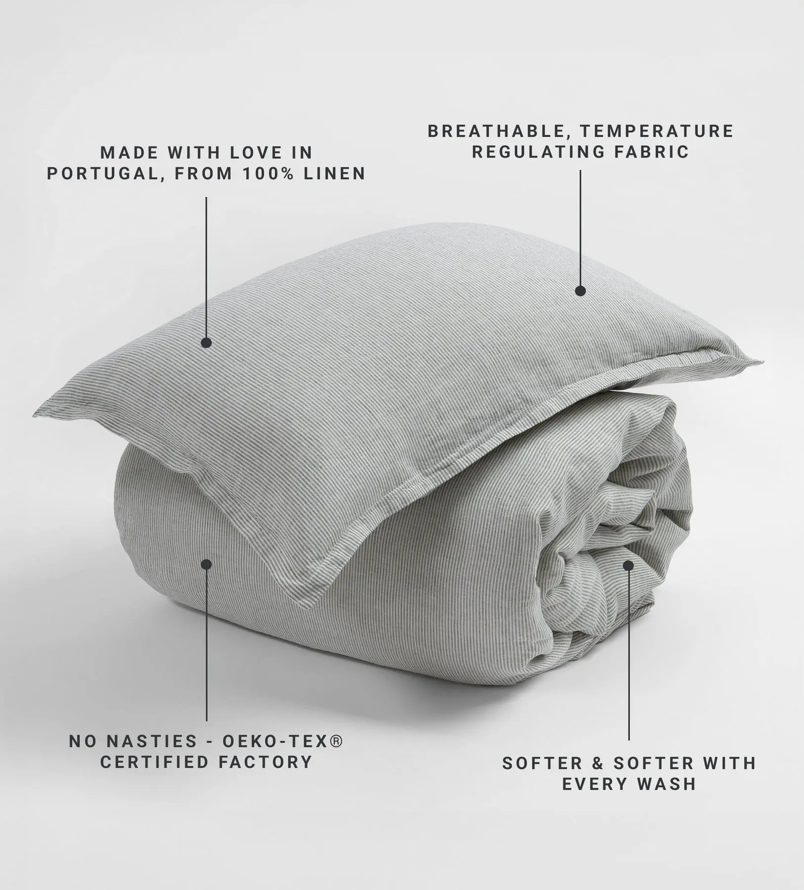 Olive Green Sid Stripe 100% Linen Duvet Cover - Image 6