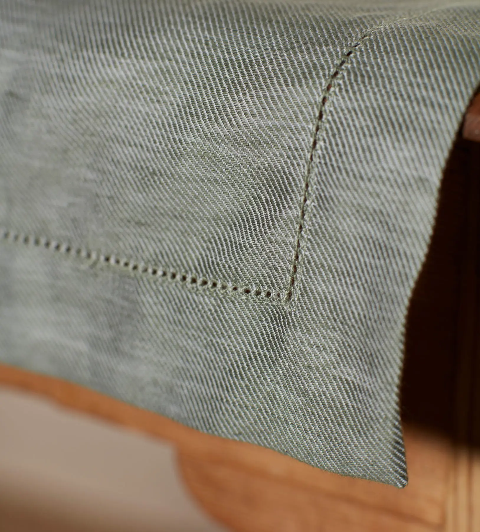 Olive Green Twill Cotton Linen Table Runner - Image 2