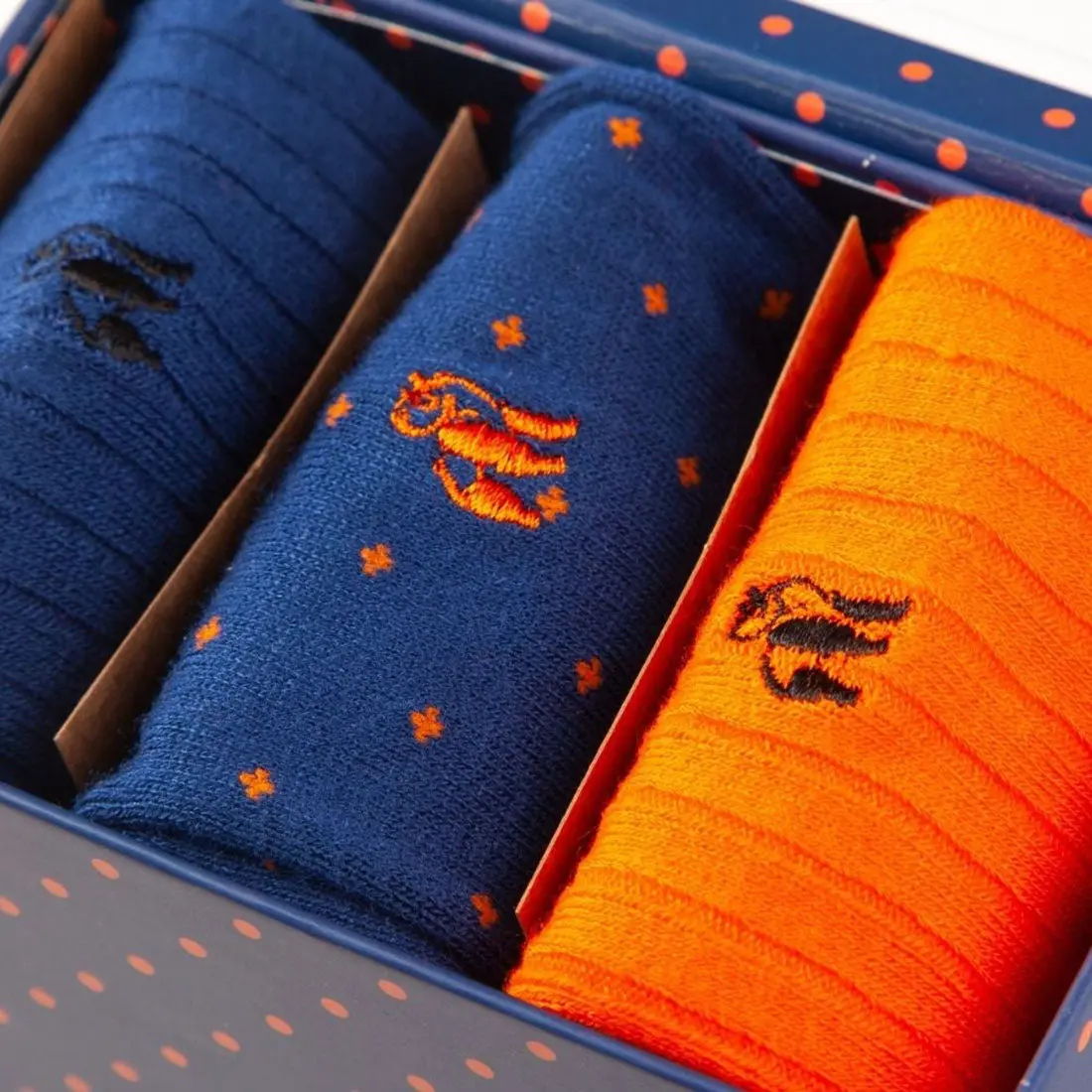 Orange and Blue Sock Box - 3 Pairs of Bamboo Socks (His) - Image 3