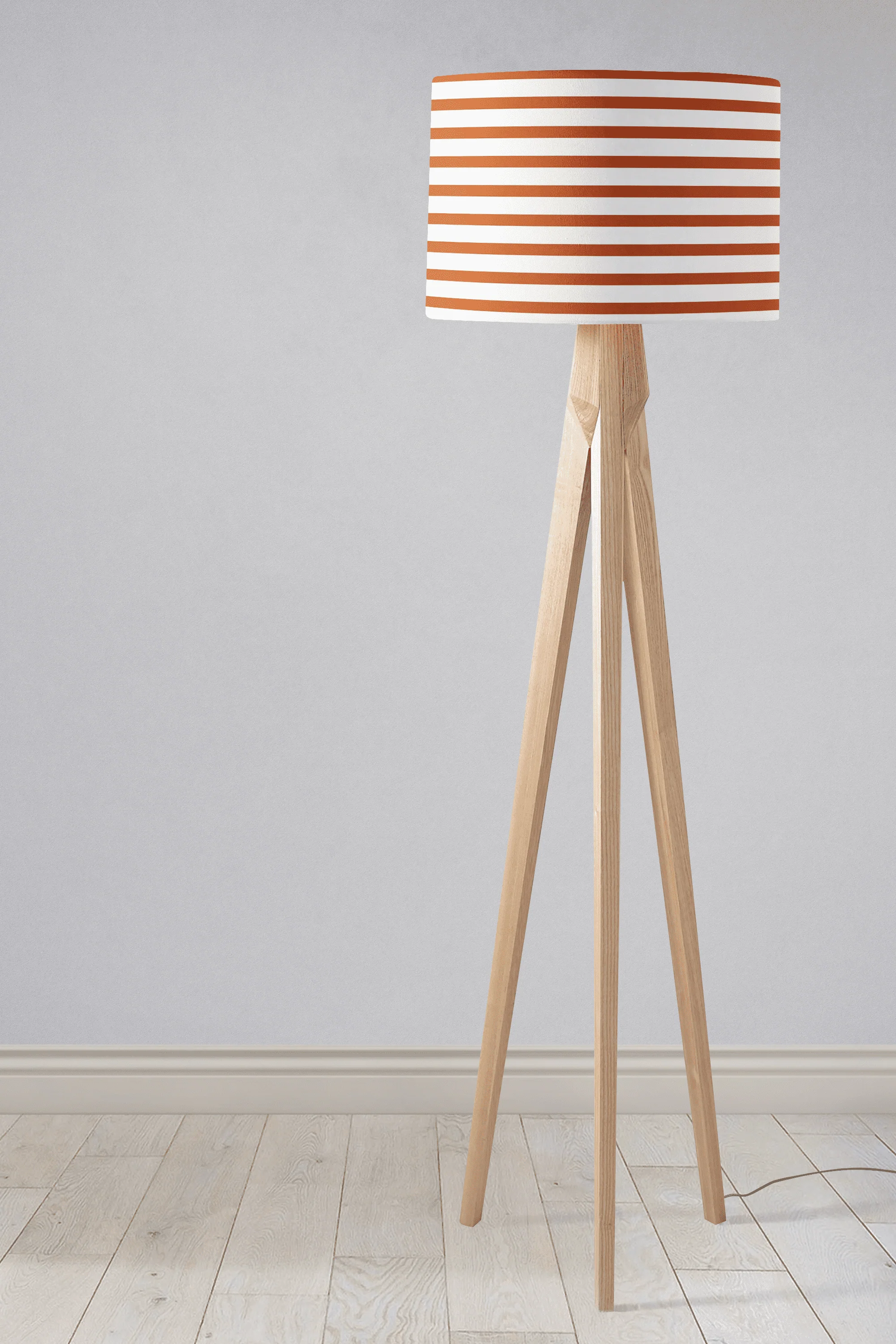 Orange and White Geometric Striped Lampshade, Ceiling or Table Lamp Shade - Image 4