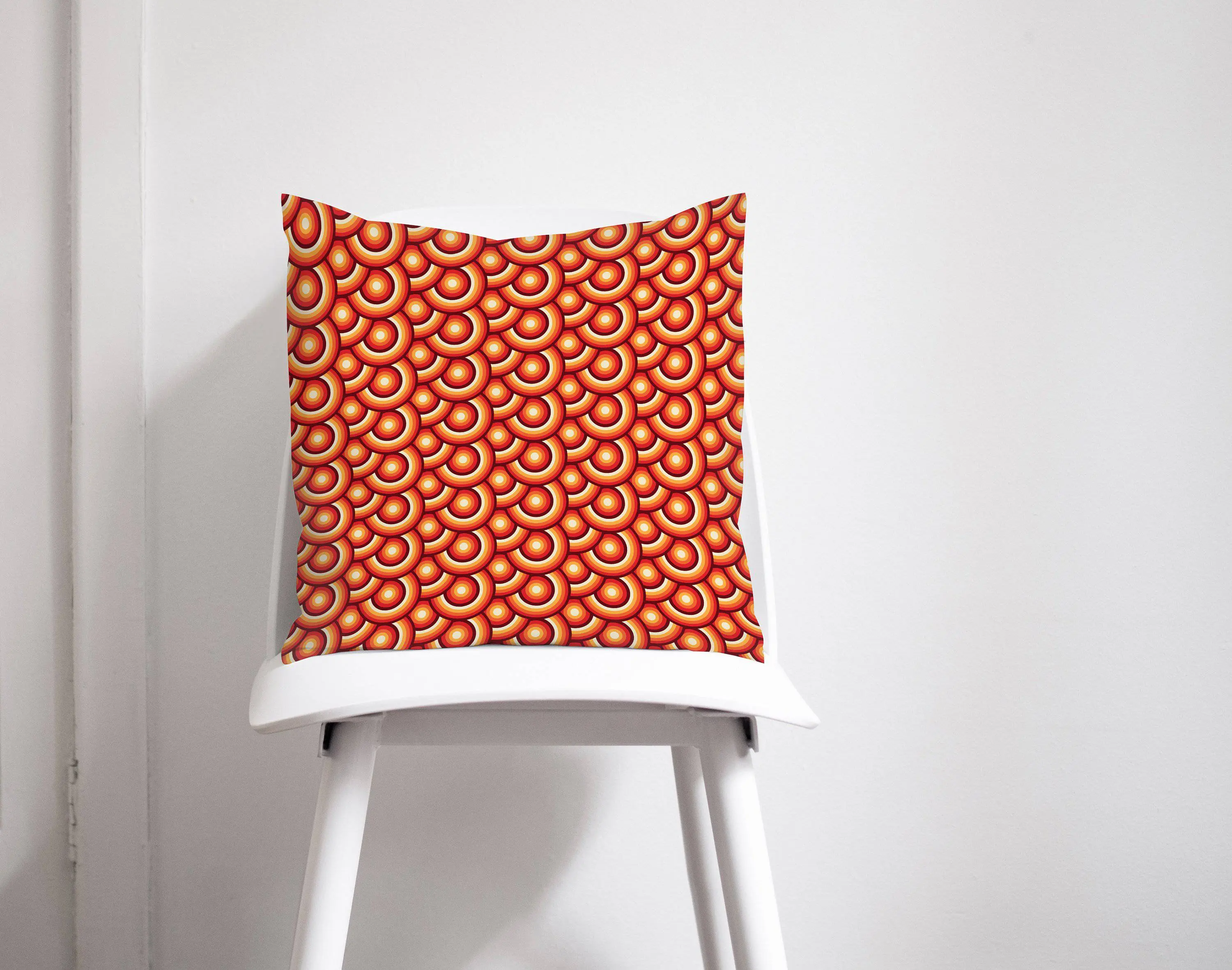 Orange Cushion with a 70's Retro Circles Design, Throw Pillow - Image 3