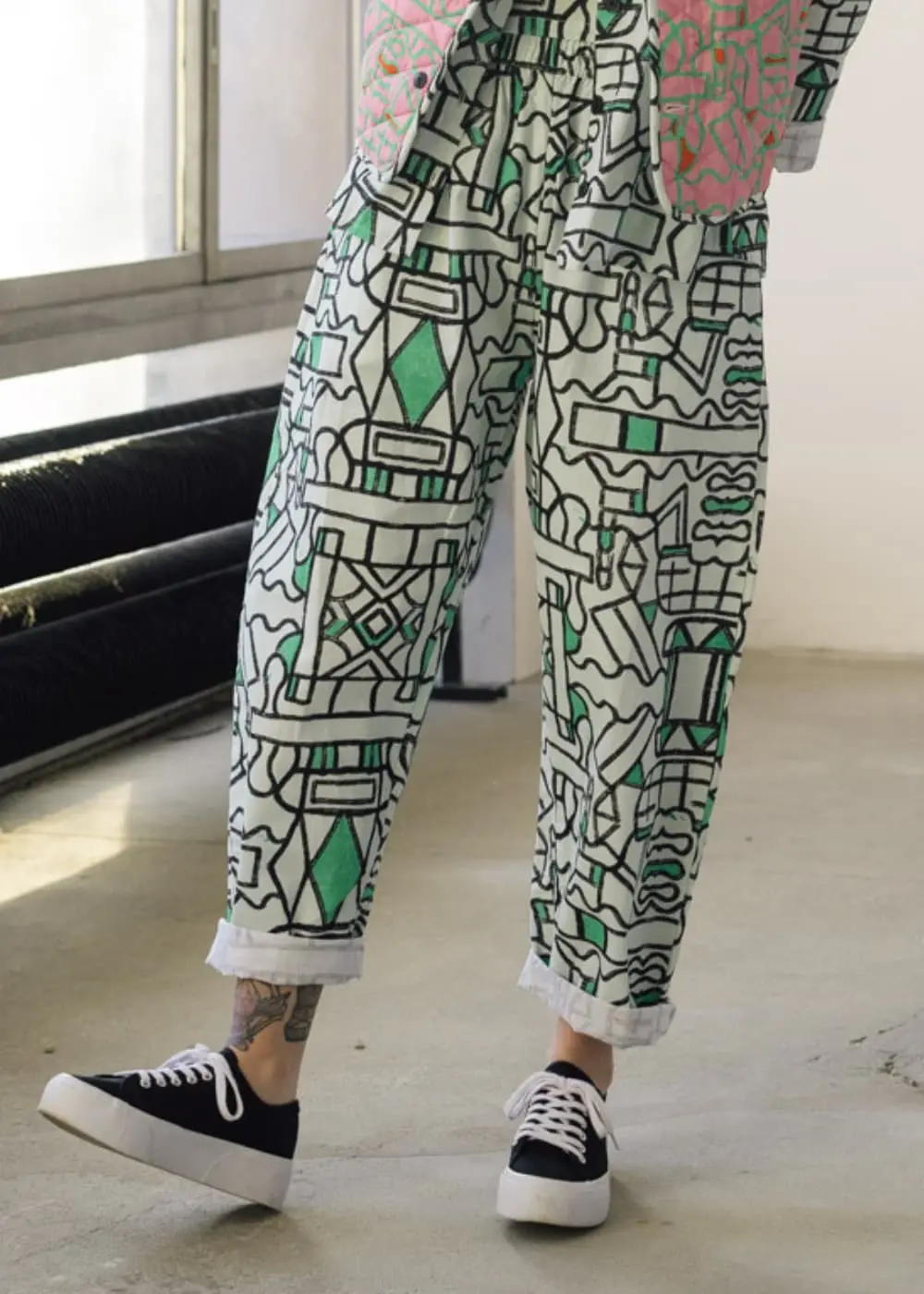 Organic Cotton and Linen Balloon Trousers in Circuit Garden - Image 11