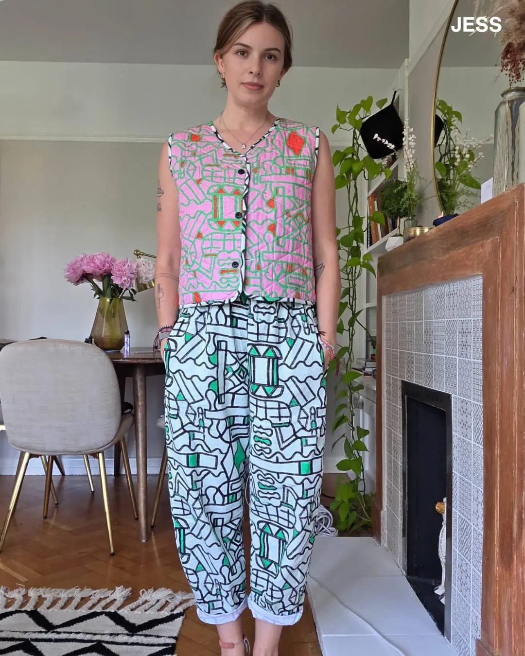 Organic Cotton and Linen Balloon Trousers in Circuit Garden - Image 14