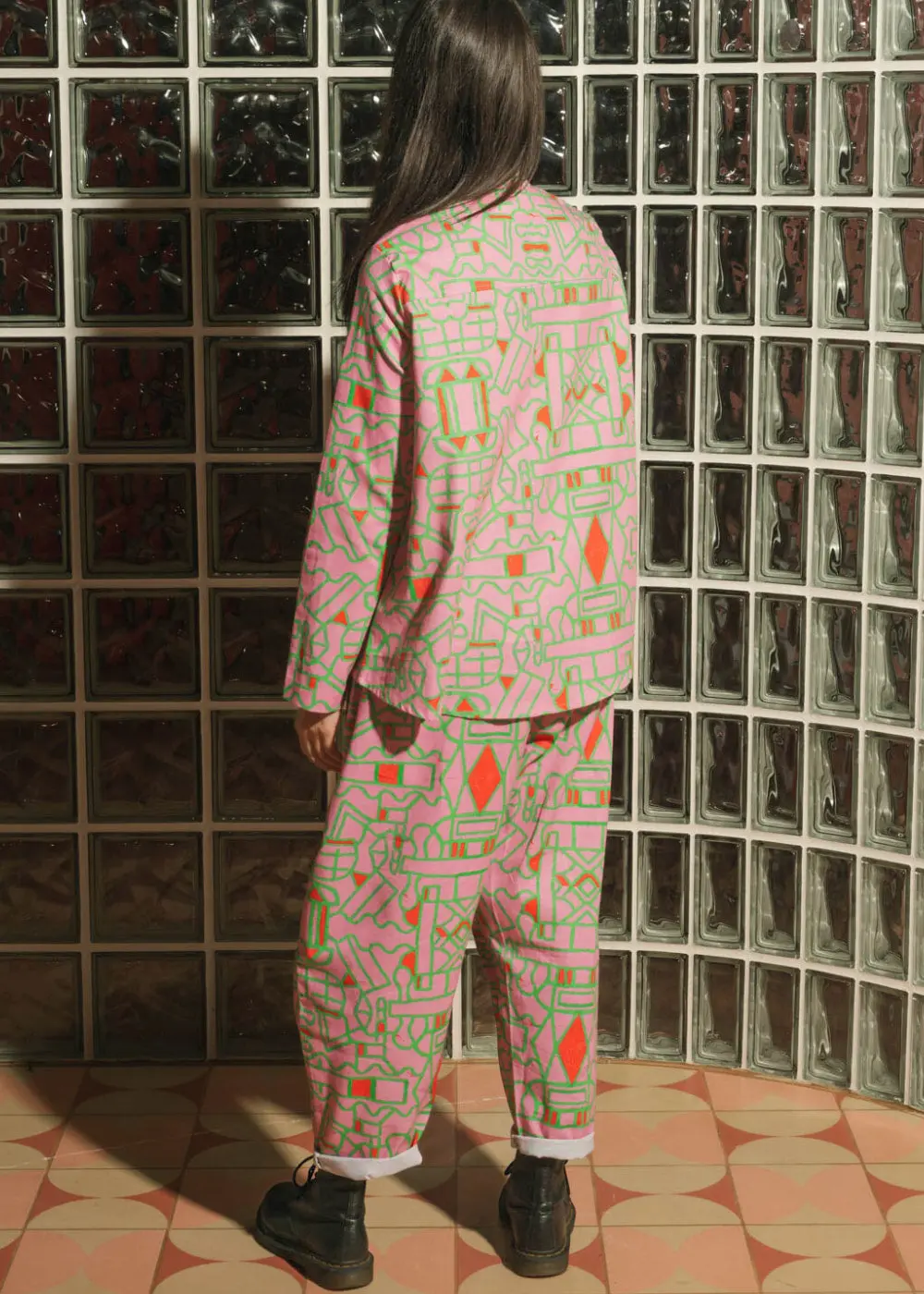 Organic Cotton and Linen Shirt in Blush Horizon - Image 5