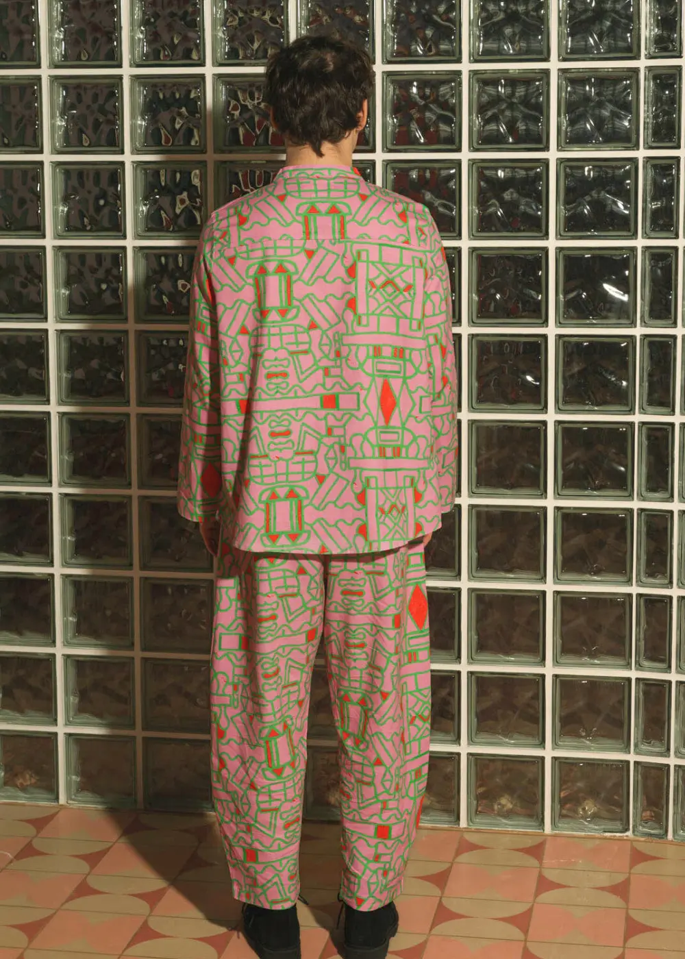 Organic Cotton and Linen Shirt in Blush Horizon - Image 8