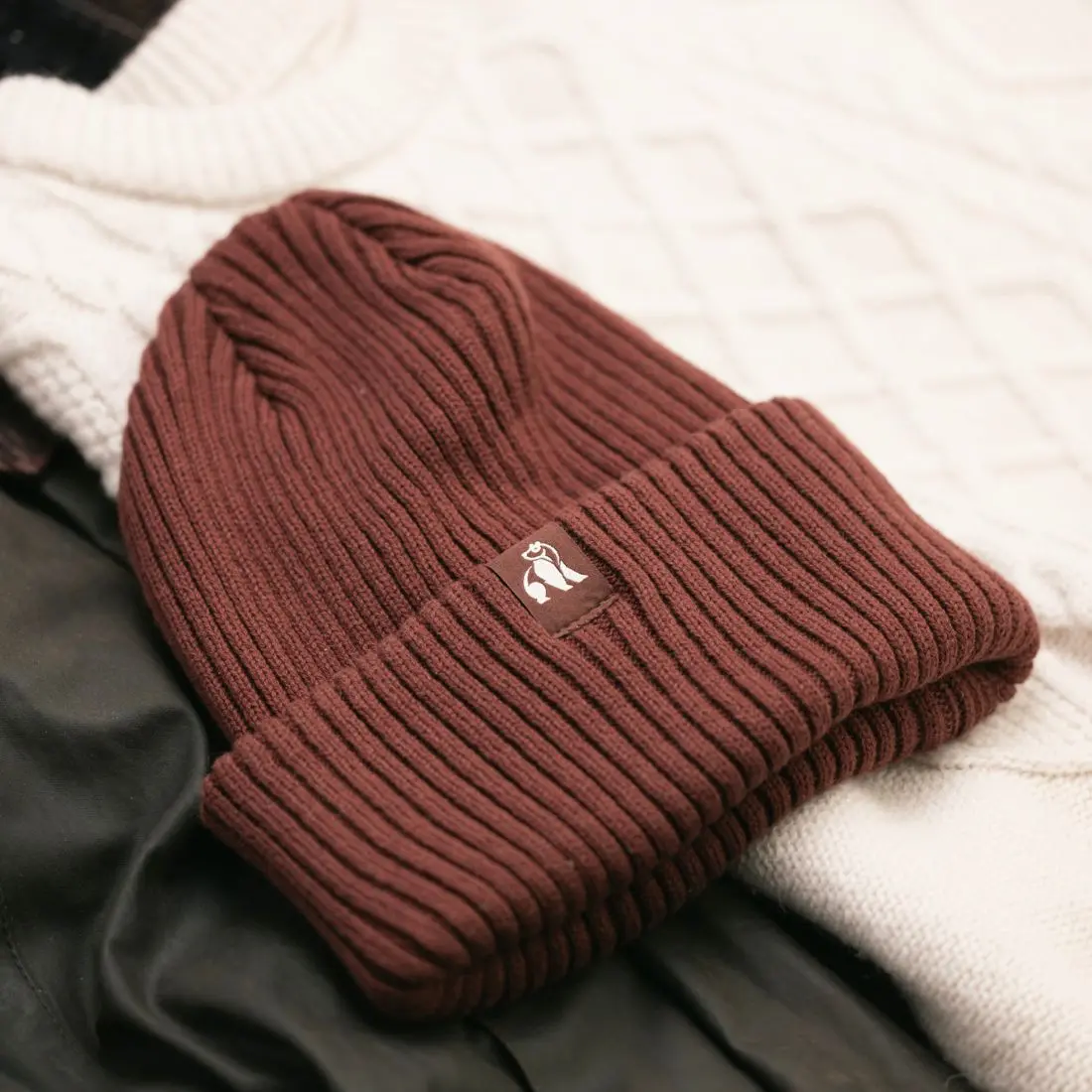 Organic Cotton Beanie - Burgundy - Image 3