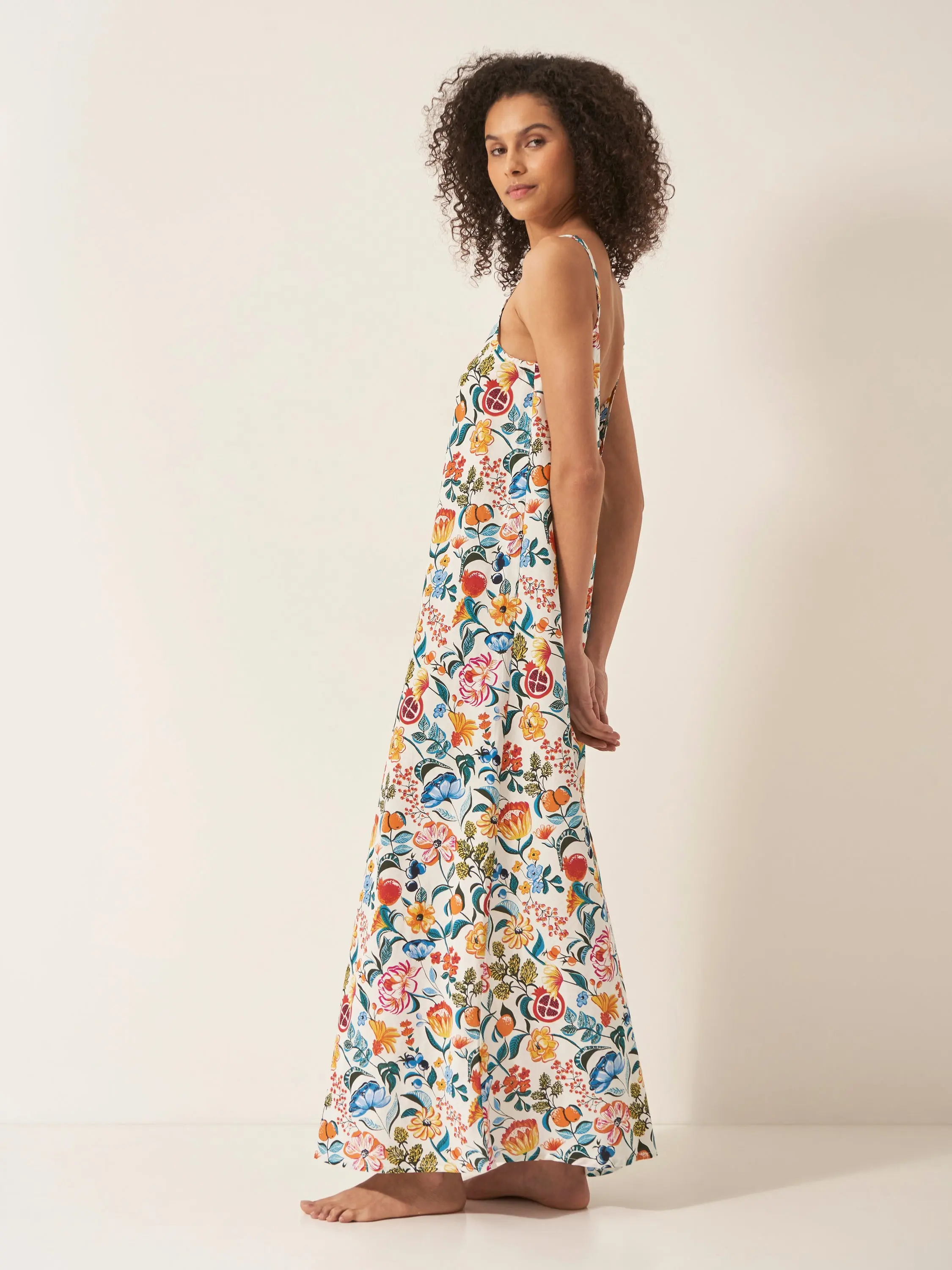 Florals on White Women's Slip Organic Cotton Nightdress - Image 3