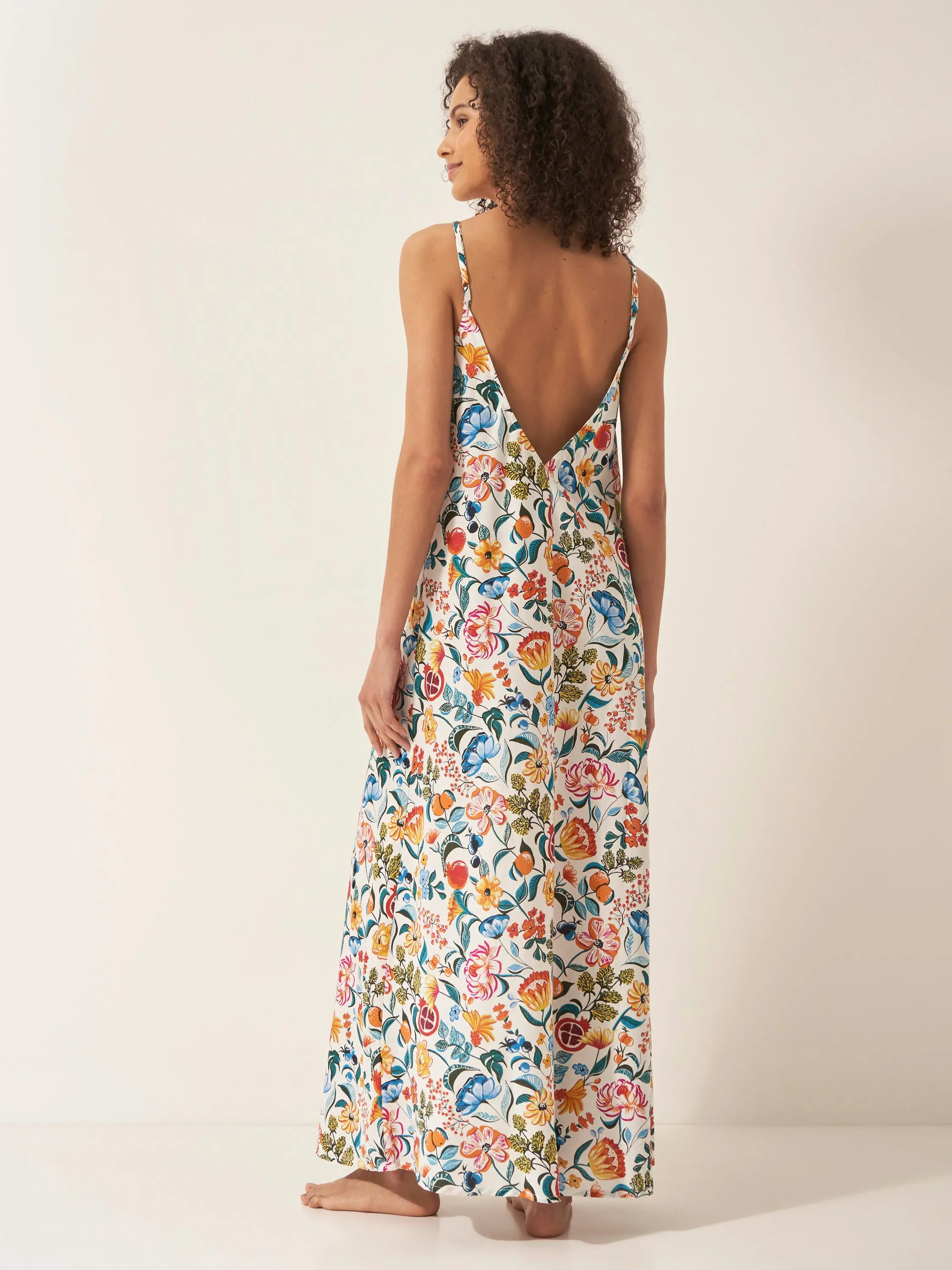 Florals on White Women's Slip Organic Cotton Nightdress - Image 4