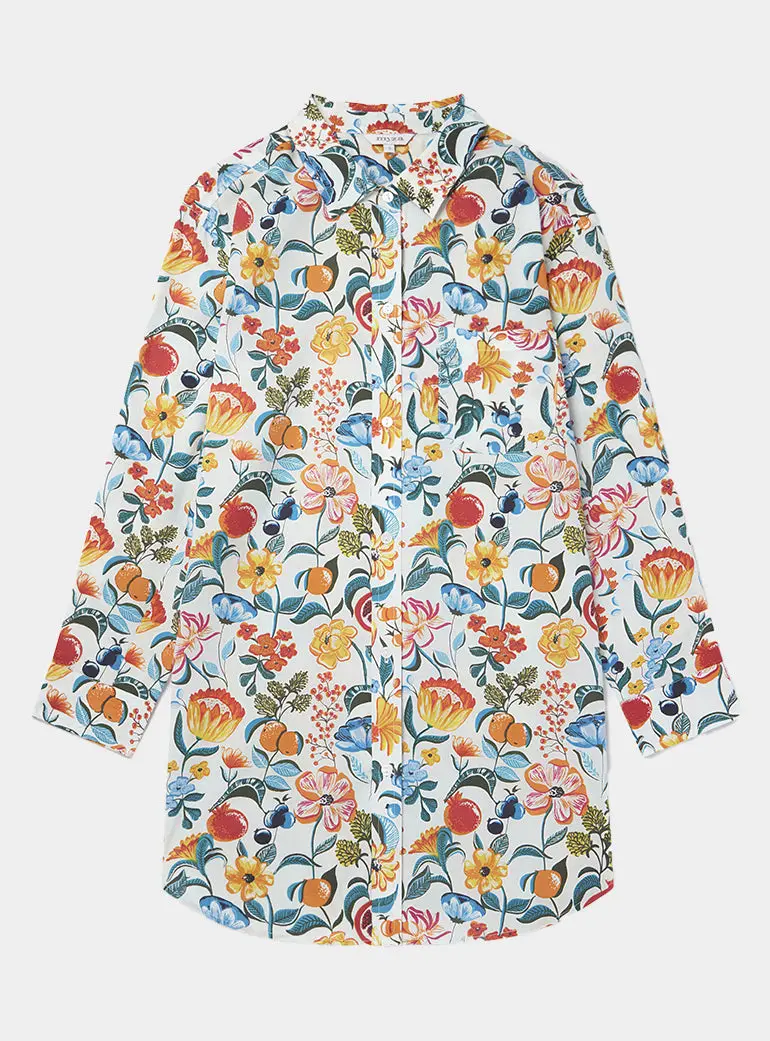 Florals on White Women's Organic Cotton Nightshirt