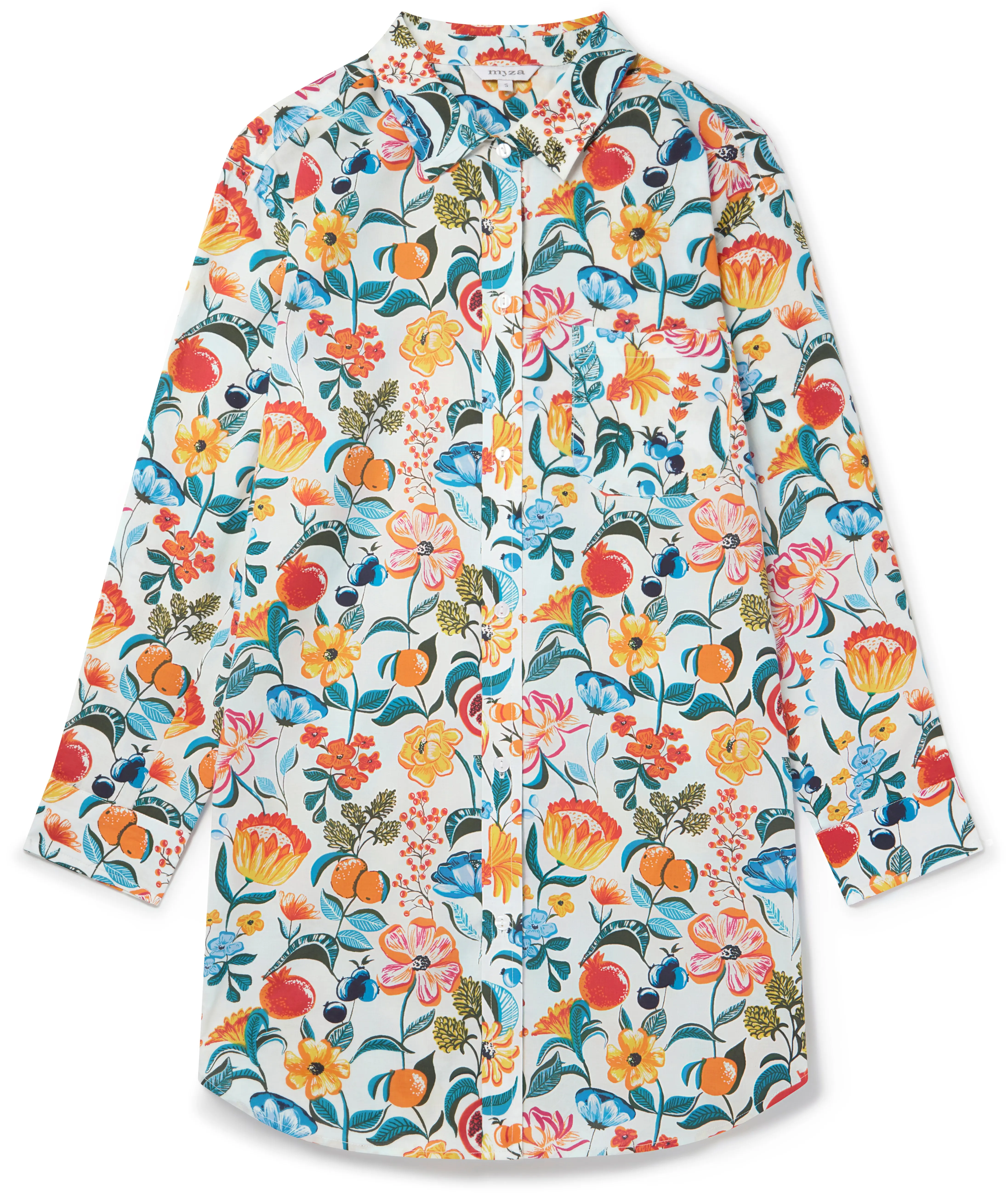 Florals on White Women's Organic Cotton Nightshirt - Image 6