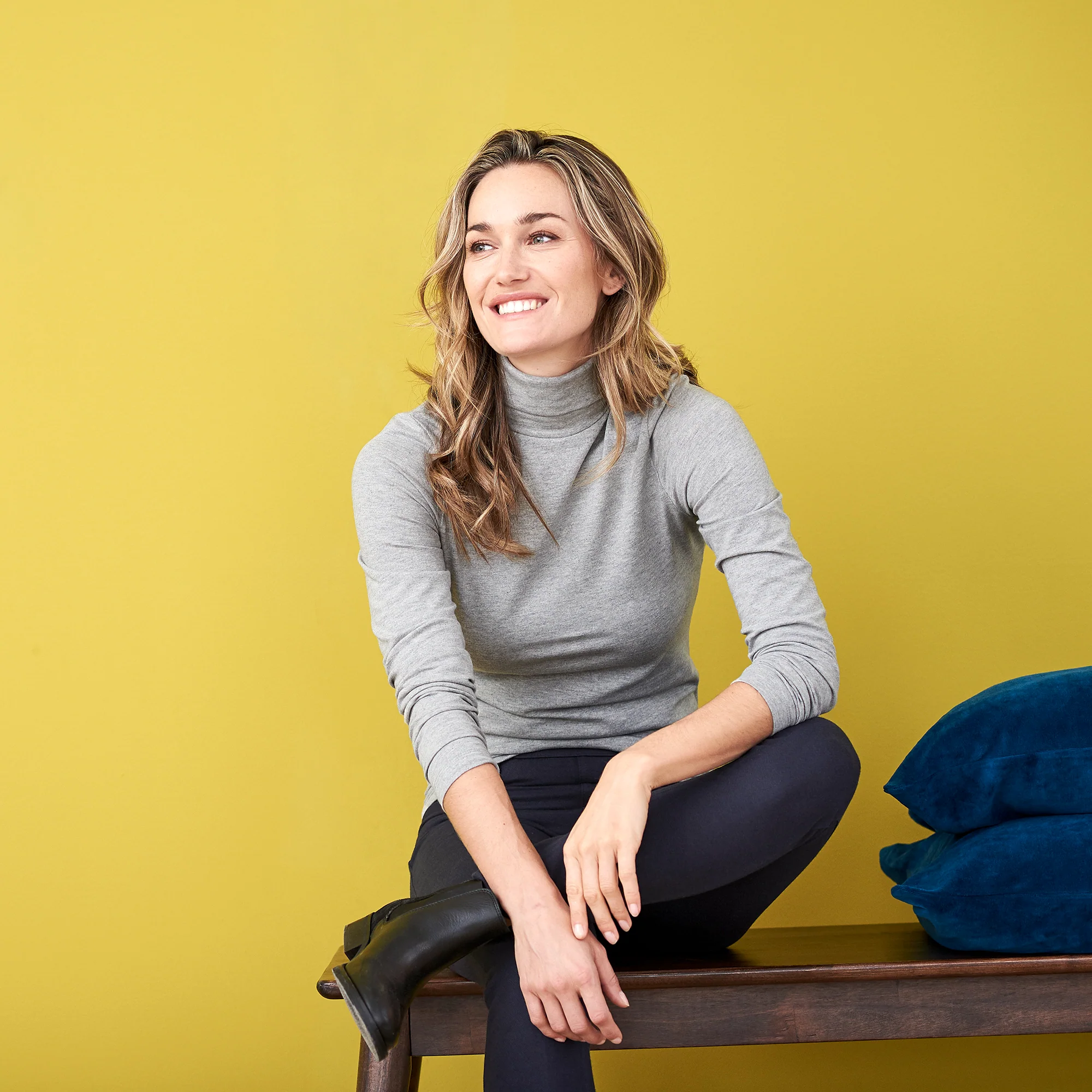 Organic Long Sleeve Stretch Turtleneck T-shirt: Womens - Image 2