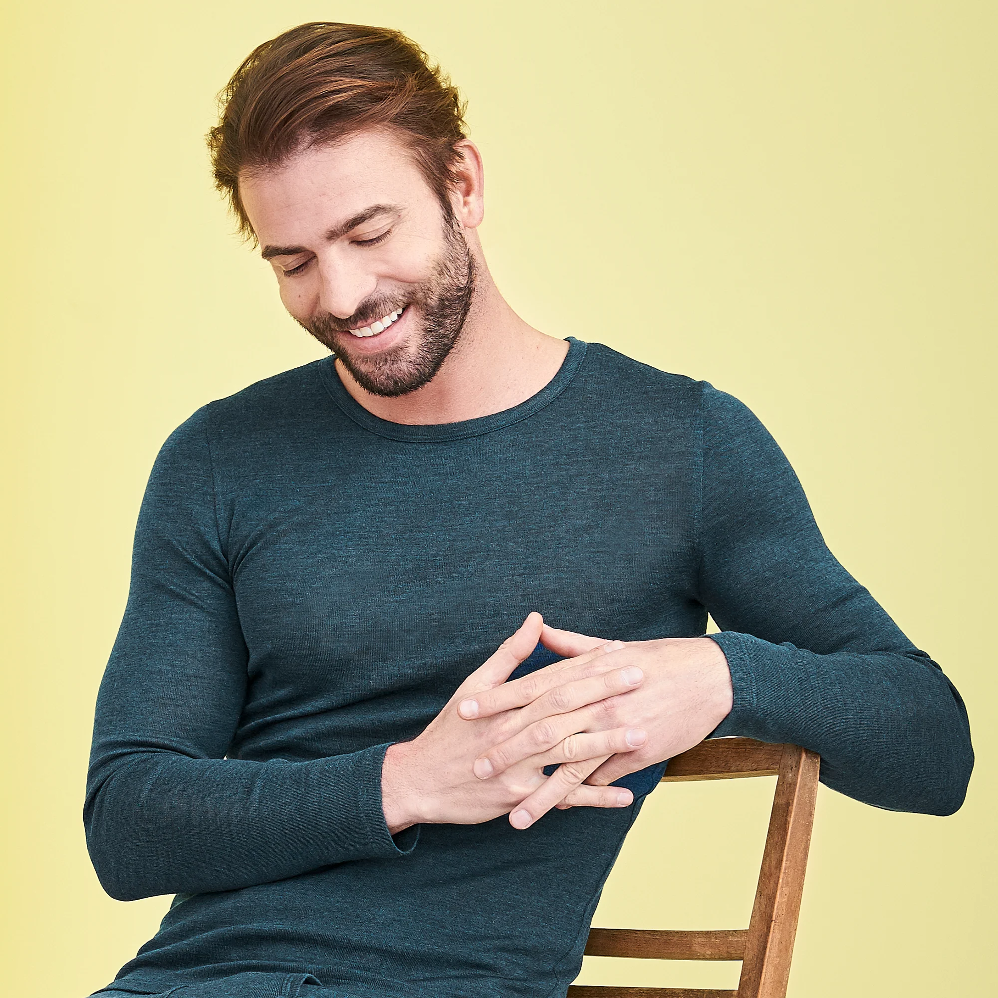 Organic Wool & Silk Long Sleeve T-shirt: Mens - Image 3