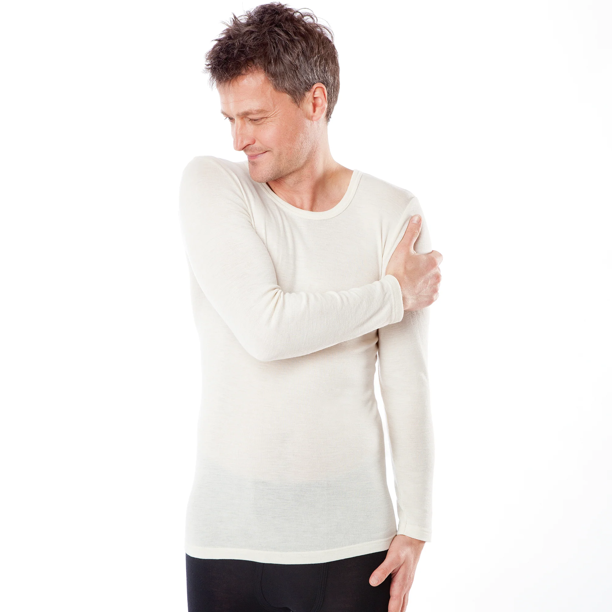 Organic Wool & Silk Long Sleeve T-shirt: Mens - Image 4