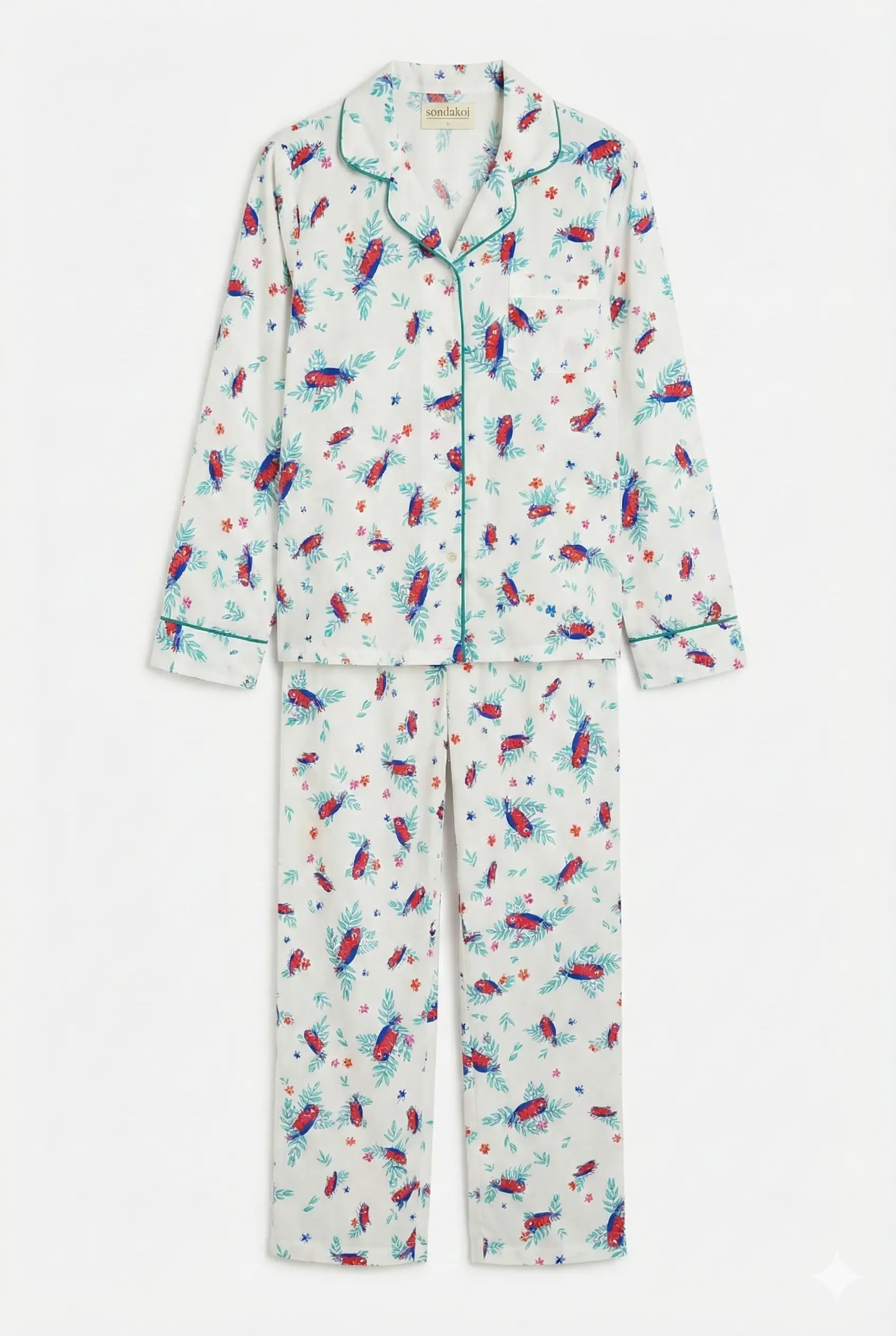 Parrots of the Nights Women's Satin Pyjama Trouser Set