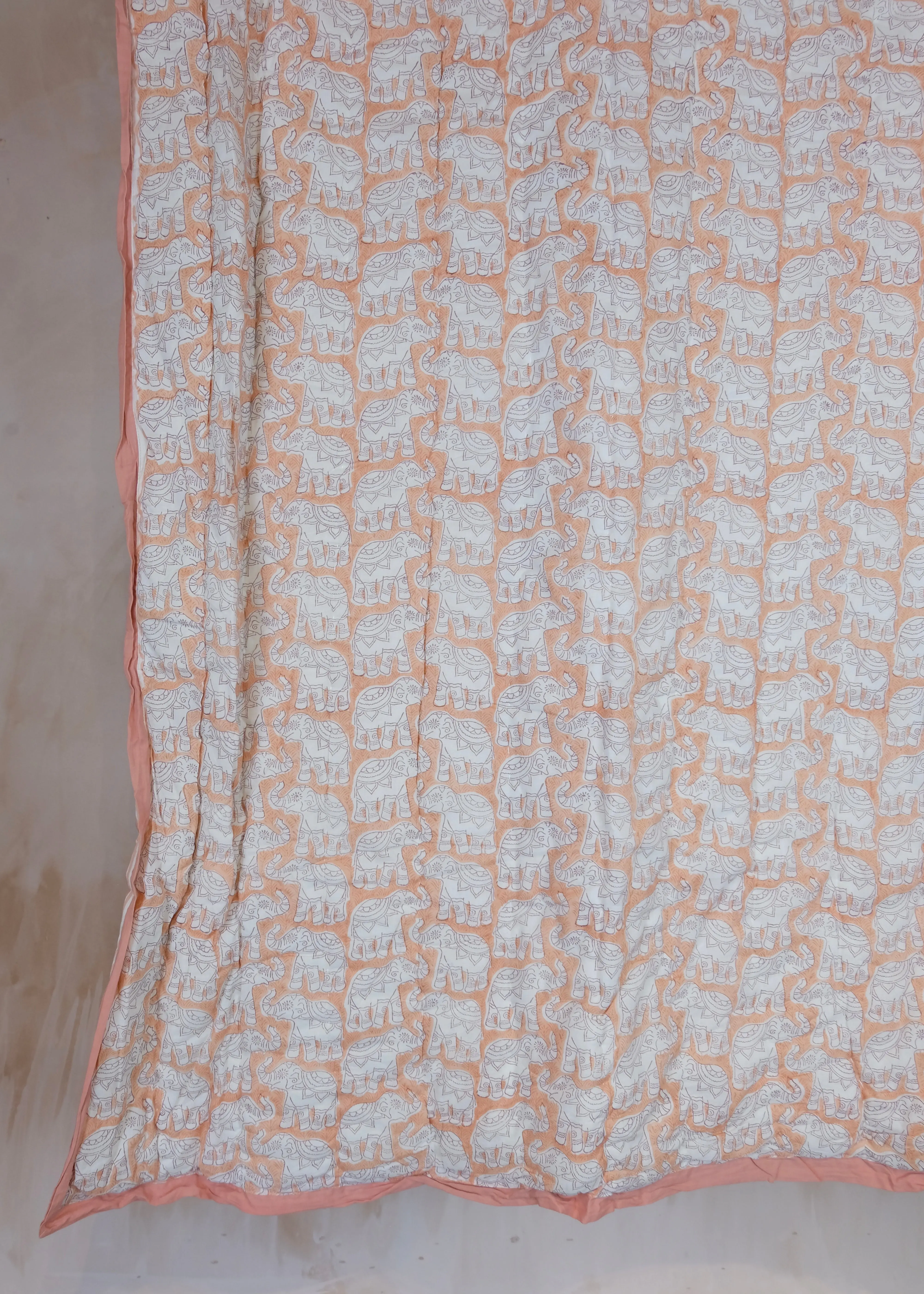Peach Elephant Toddler / Single Quilt - Image 5