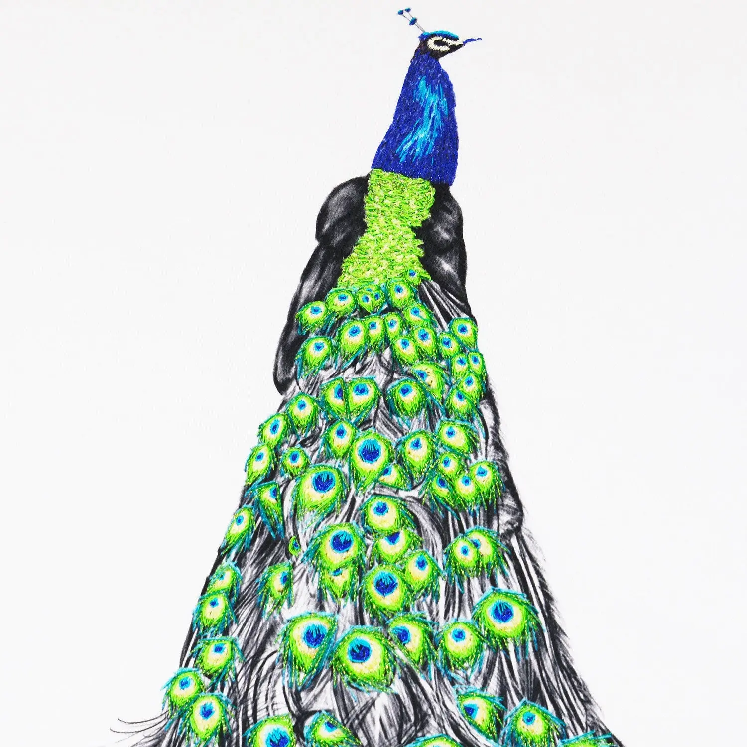 Peacock Hand Embroidered Cushion - Prince - Image 2