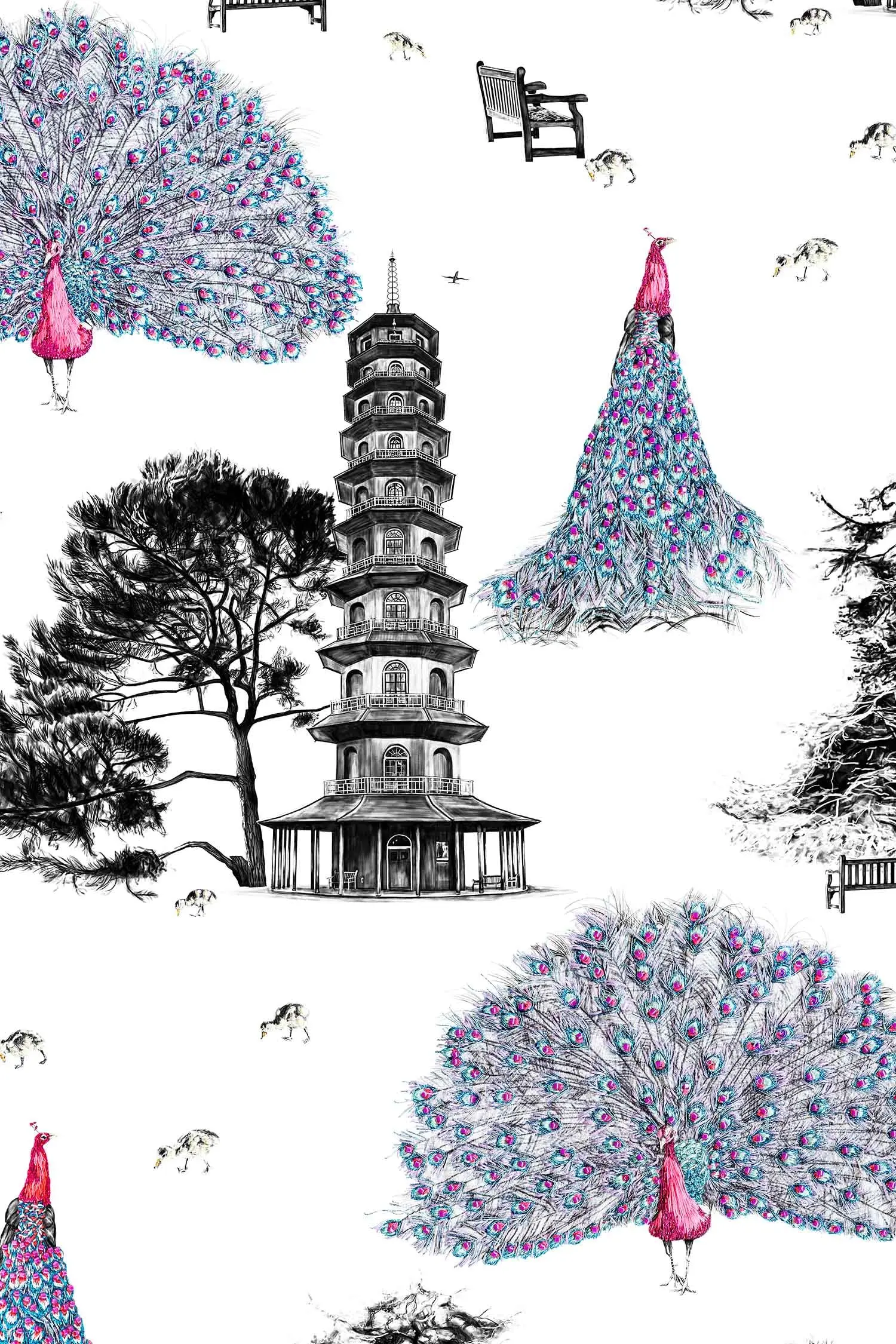 Peacock Wallpaper - Pink - Image 4