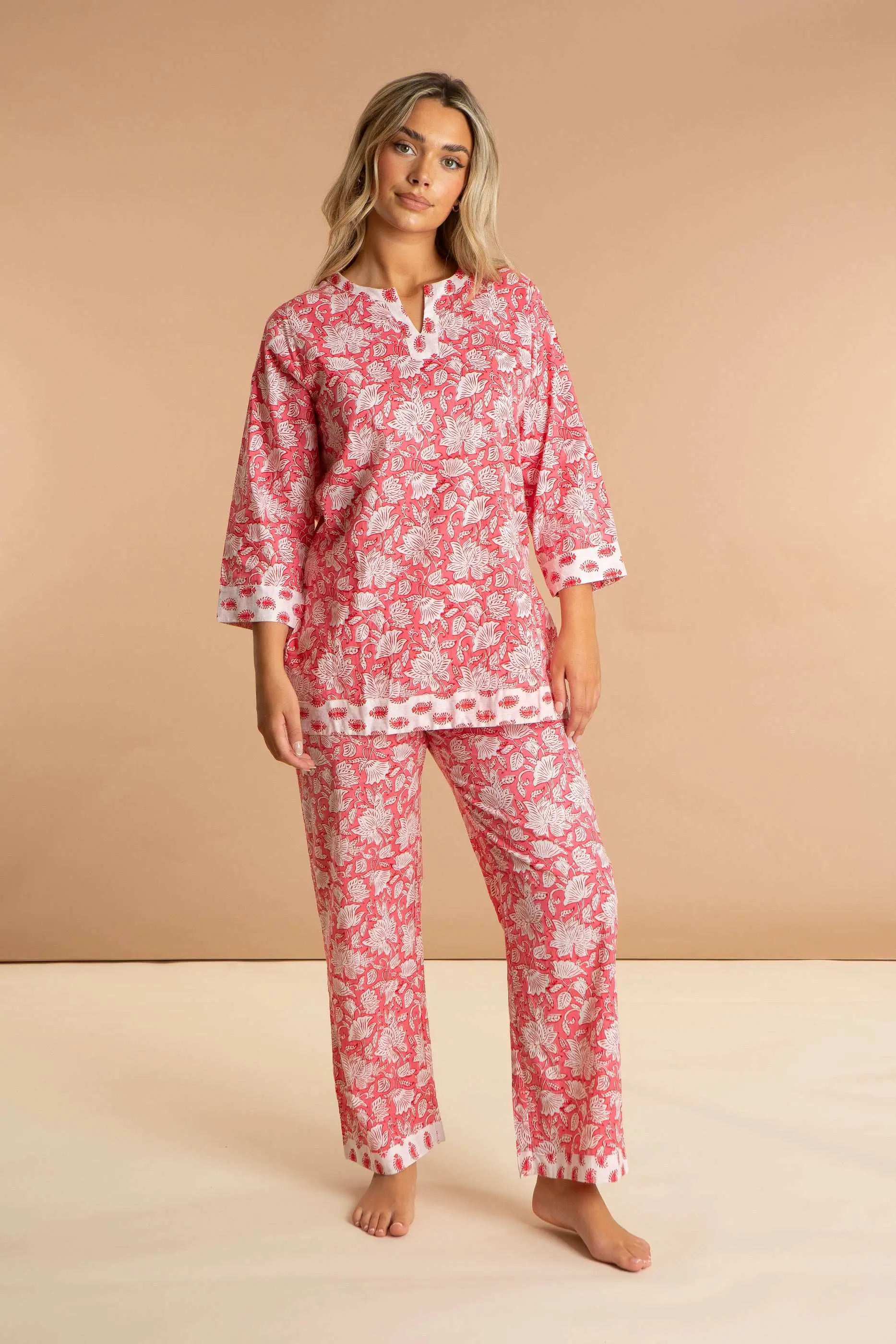 Peony Paisley Women's Floral Cotton Pyjama Trouser Set