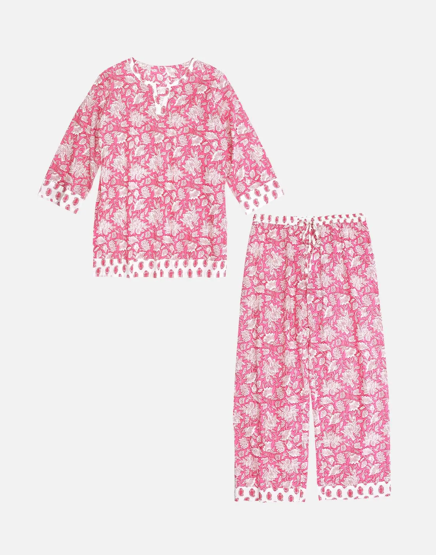 Peony Paisley Women's Floral Cotton Pyjama Trouser Set - Image 7