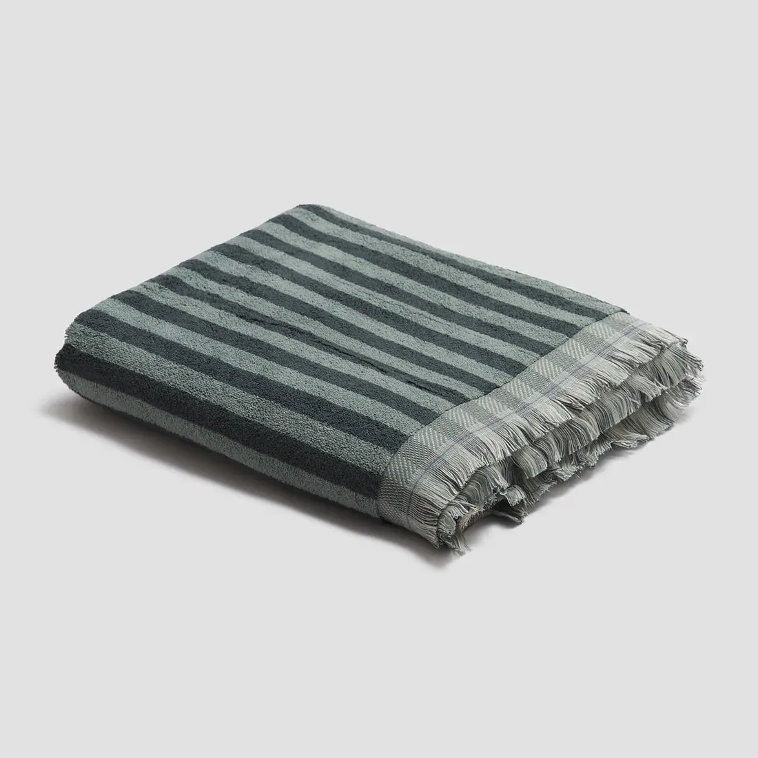 Pine Green Pembroke Stripe Cotton Towels - Image 3